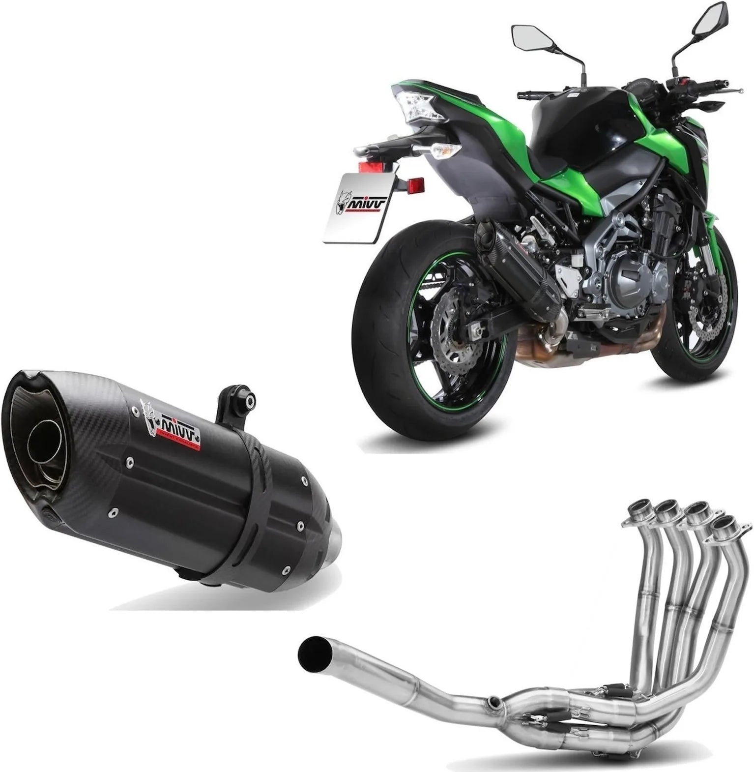 Système D'Échappement Complet Sans Catalyseur Et Homologué Au Niveau Sonore Suono Acier Noir Carbon - Mivv Compatible Avec Kawasaki Z 900 (2017-2024)