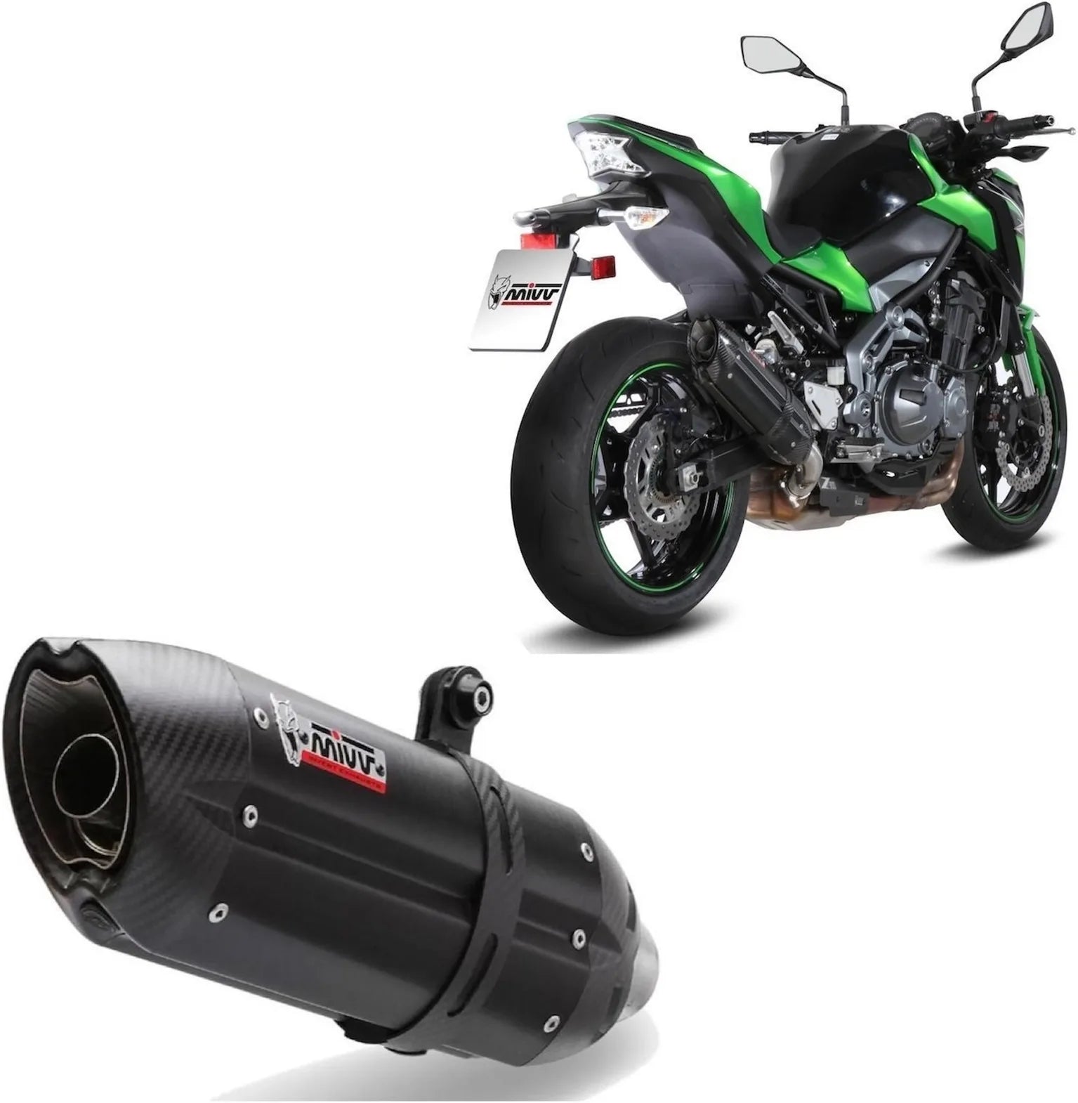Système D'Échappement Homologué Au Niveau Sonore Suono Acier Noir Carbon - Mivv Compatible Avec Kawasaki Z 900 (2017-2024)