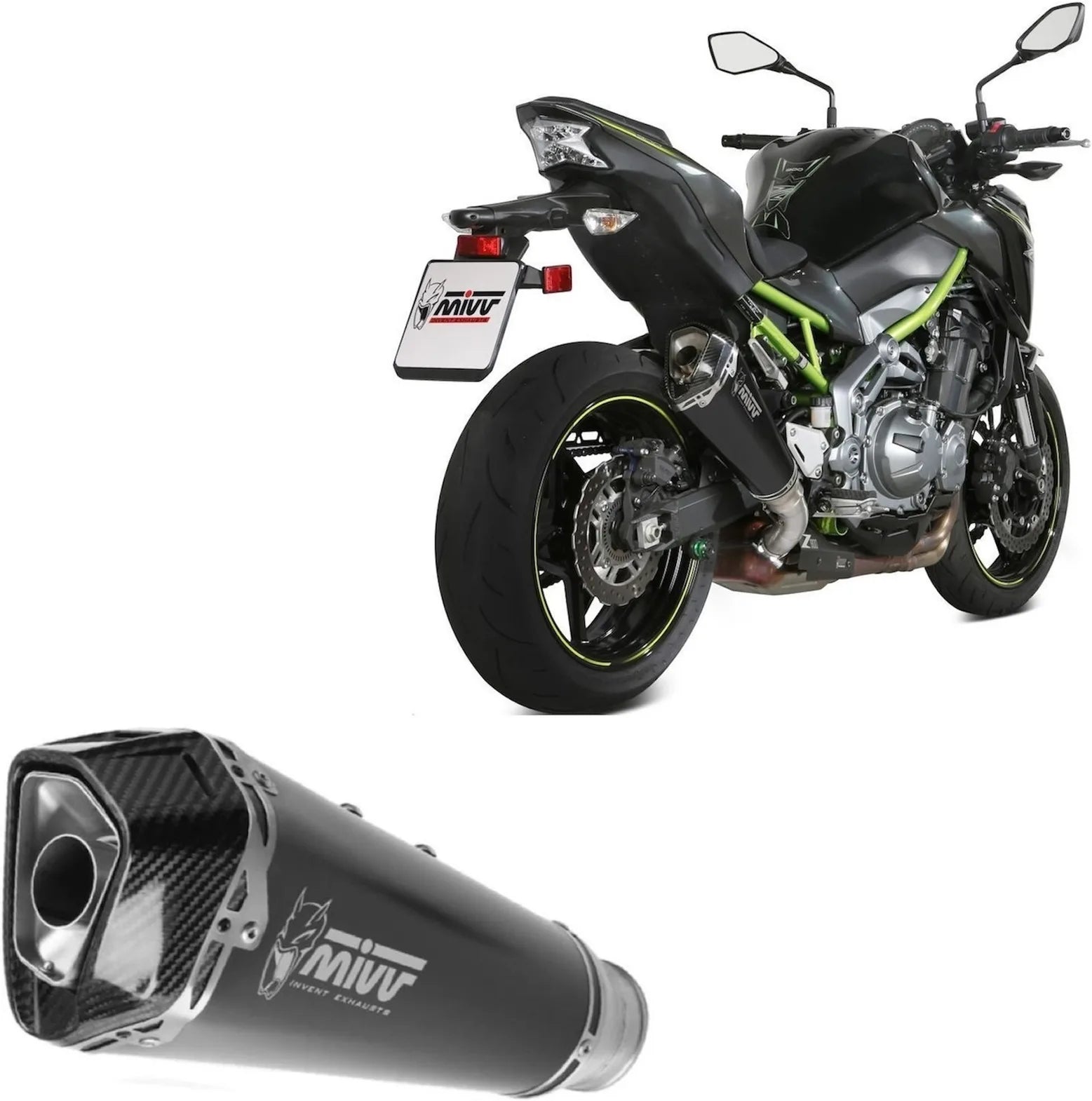 Système D'Échappement Homologué Au Niveau Sonore Delta Race Acier Noir Carbon - Mivv Compatible Avec Kawasaki Z 900 (2017-2024)