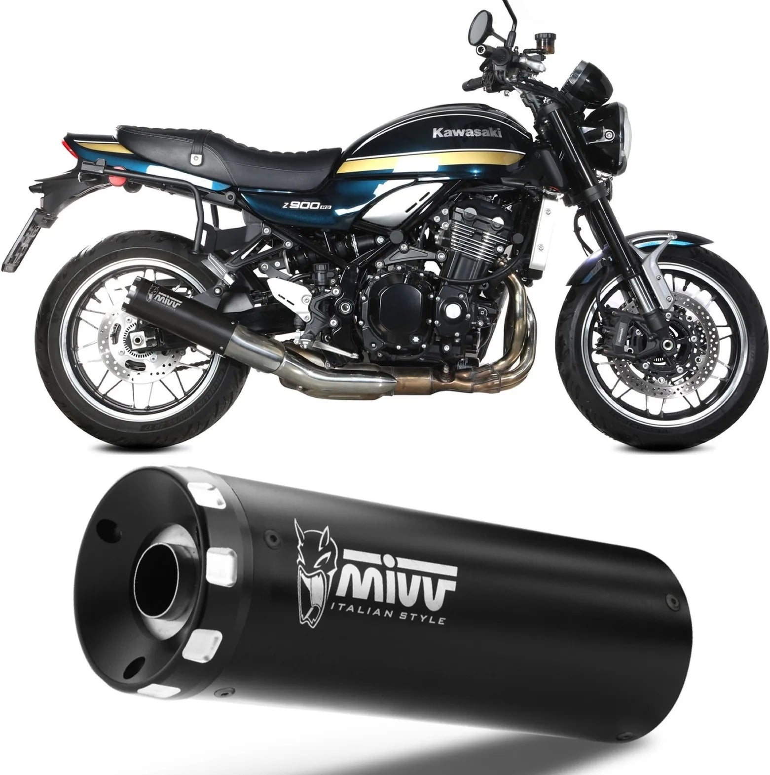 Système D'Échappement Homologué Au Niveau Sonore Hr-1 Acier Noir - Mivv Compatible Avec Kawasaki Z 900 Rs (2018-2024)