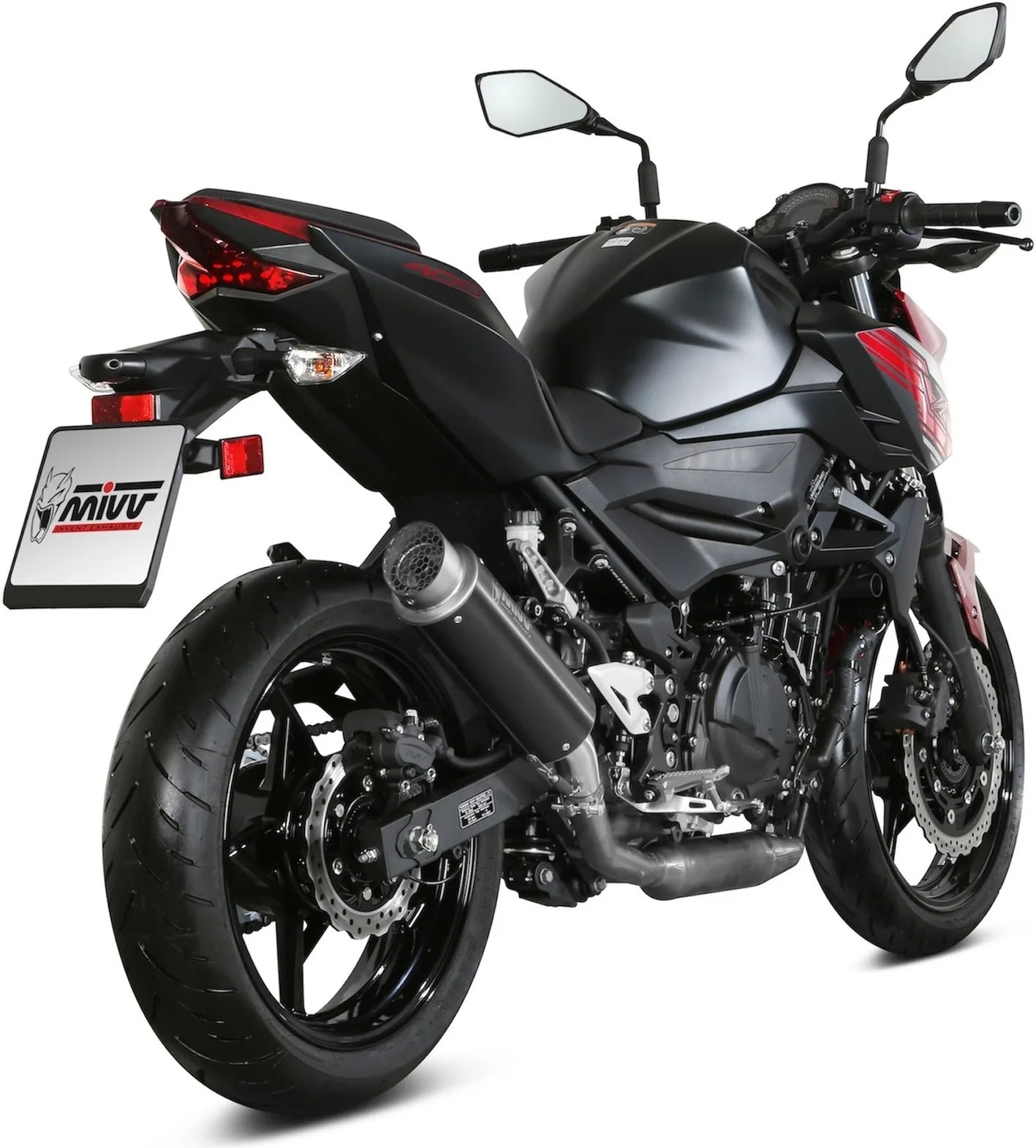 Système D'Échappement Homologué Au Niveau Sonore Gppro Acier Noir - Mivv Compatible Avec Kawasaki Z 400 (2019-2023)