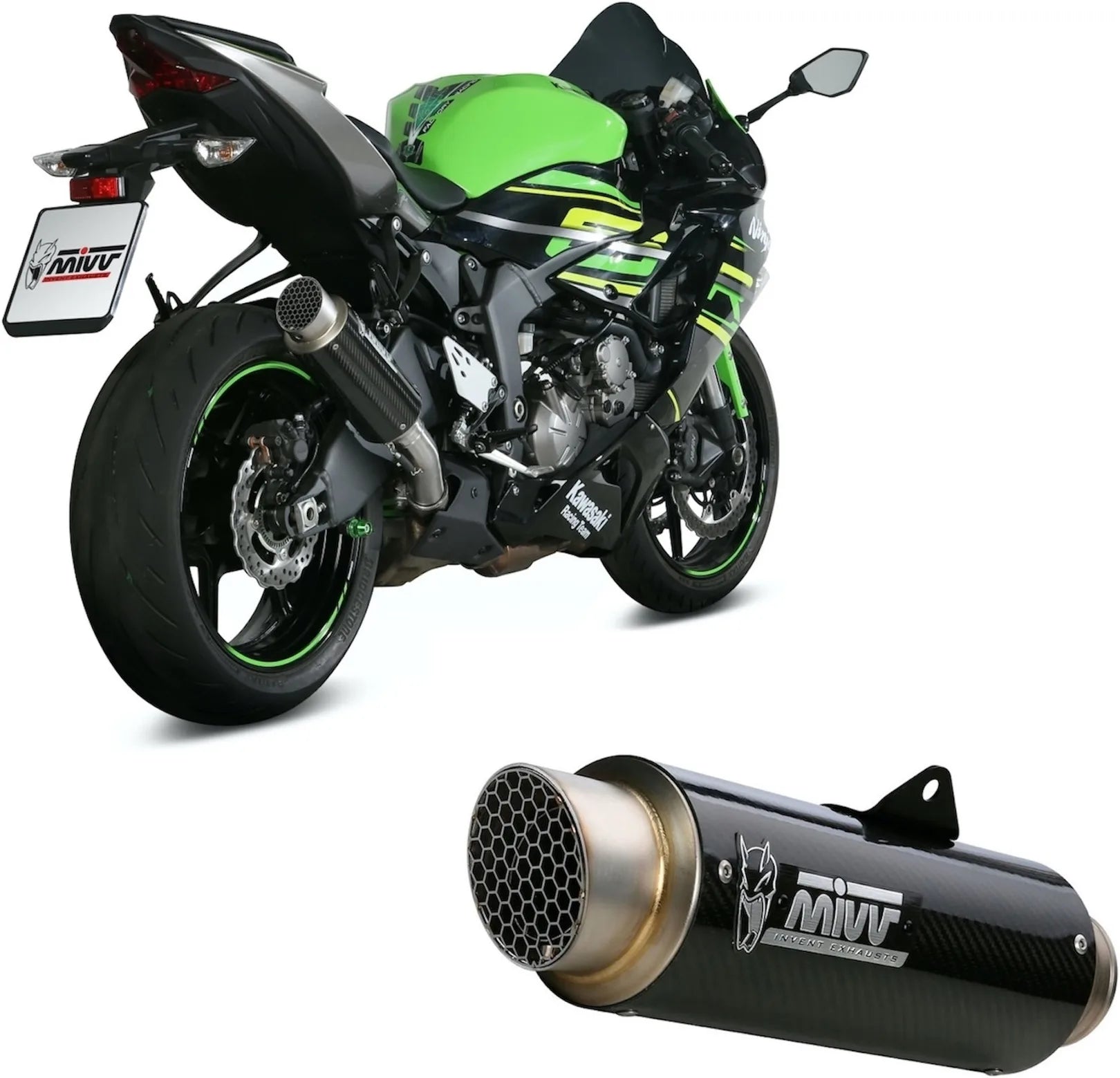 Système D'Échappement Homologué Au Niveau Sonore Gppro Carbon - Mivv Compatible Avec Kawasaki Zx 6R 636 (2019-2020)