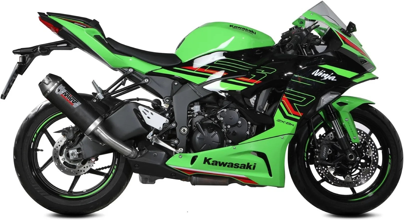 Système D'Échappement Homologué Au Niveau Sonore Ak-1 Carbon Carbon - Mivv Compatible Avec Kawasaki Ninja Zx-6 R (2021-2024)