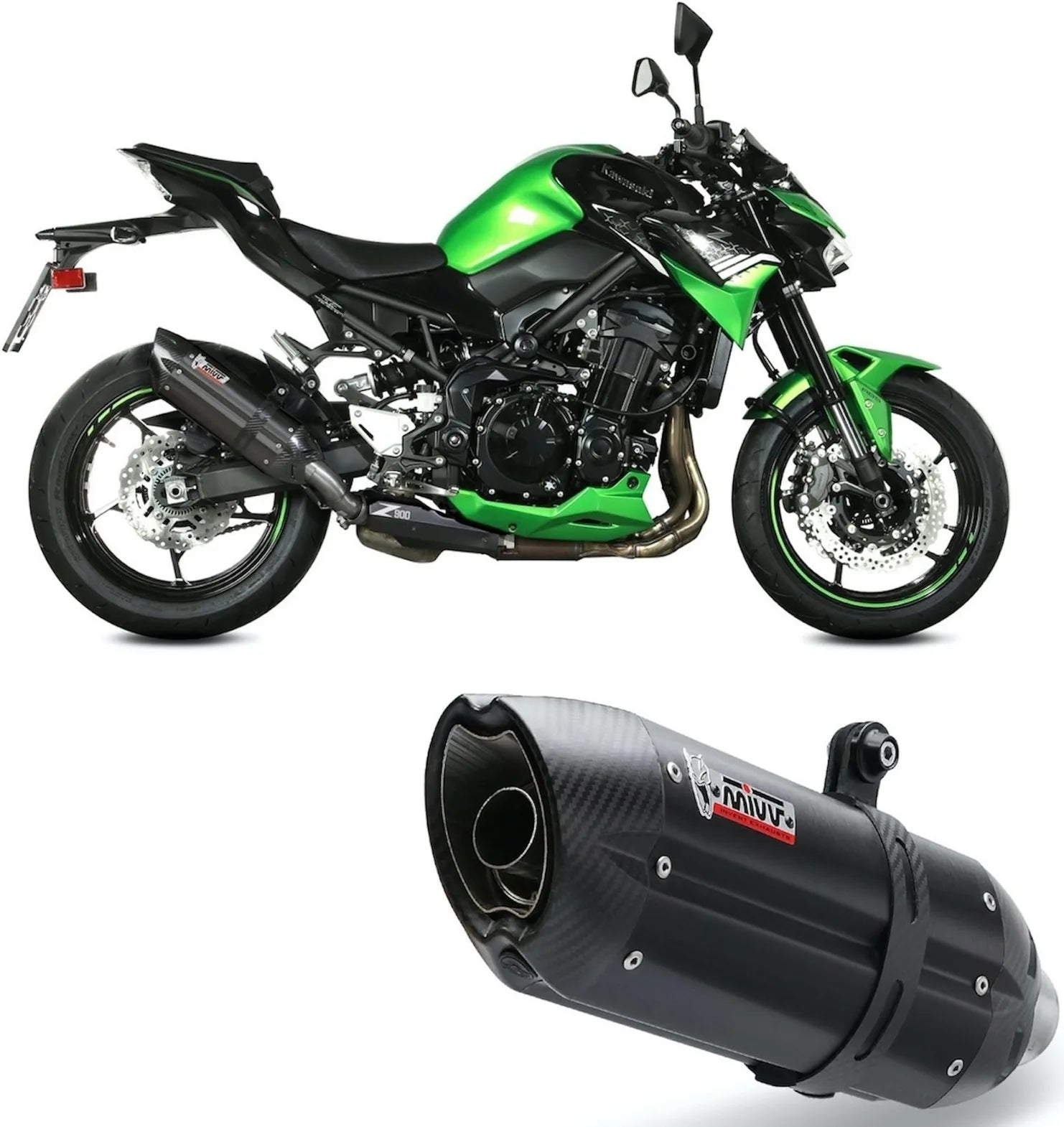 Système D'Échappement Homologué Au Niveau Sonore Suono Acier Noir Carbon - Mivv Compatible Avec Kawasaki Z 900 (2020-2024)
