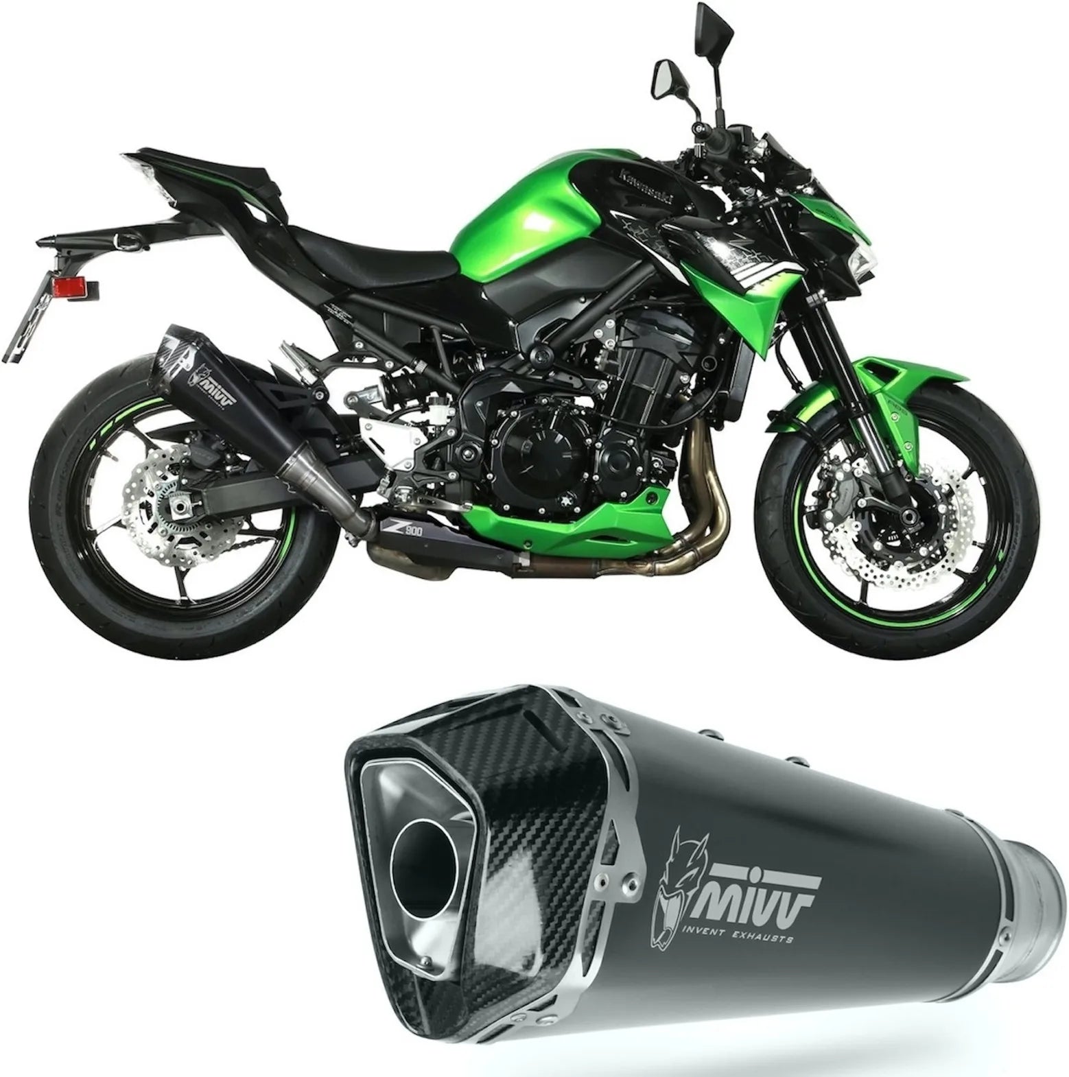 Système D'Échappement Homologué Au Niveau Sonore Delta Race Acier Noir Carbon - Mivv Compatible Avec Kawasaki Z 900 (2020-2024)