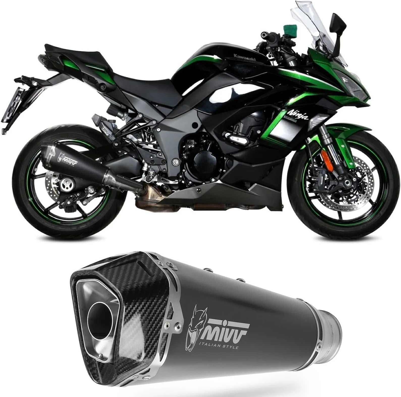Système D'Échappement Homologué Au Niveau Sonore Delta Race Acier Noir Carbon - Mivv Compatible Avec Kawasaki Ninja 1000 Sx (2020-2024)