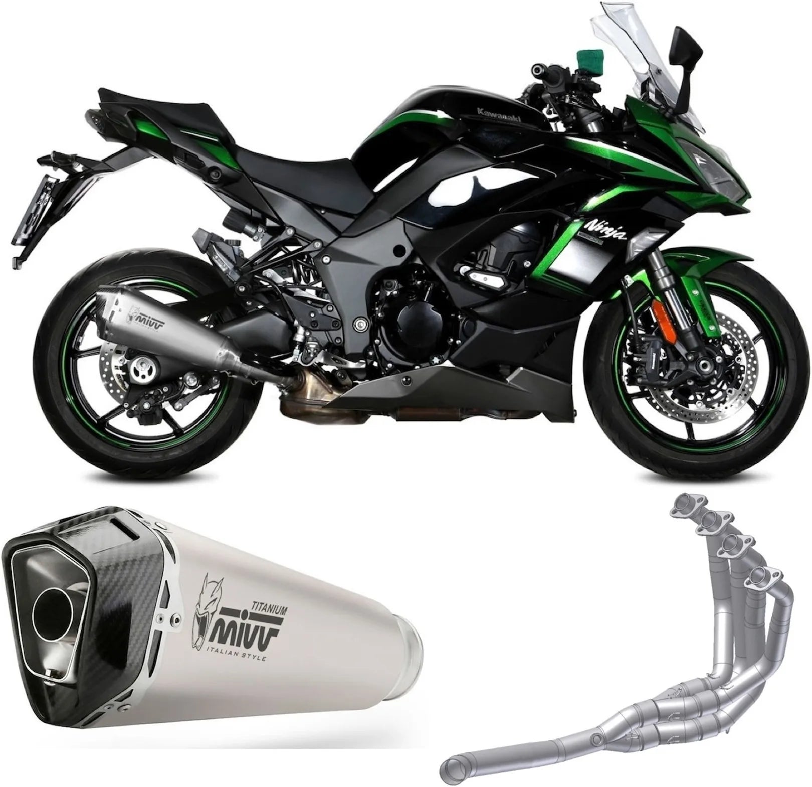 Système D'Échappement Complet Sans Catalyseur Et Homologué Au Niveau Sonore Delta Race Acier Carbon - Mivv Compatible Avec Kawasaki Ninja 1000 Tourer (2020-2024)