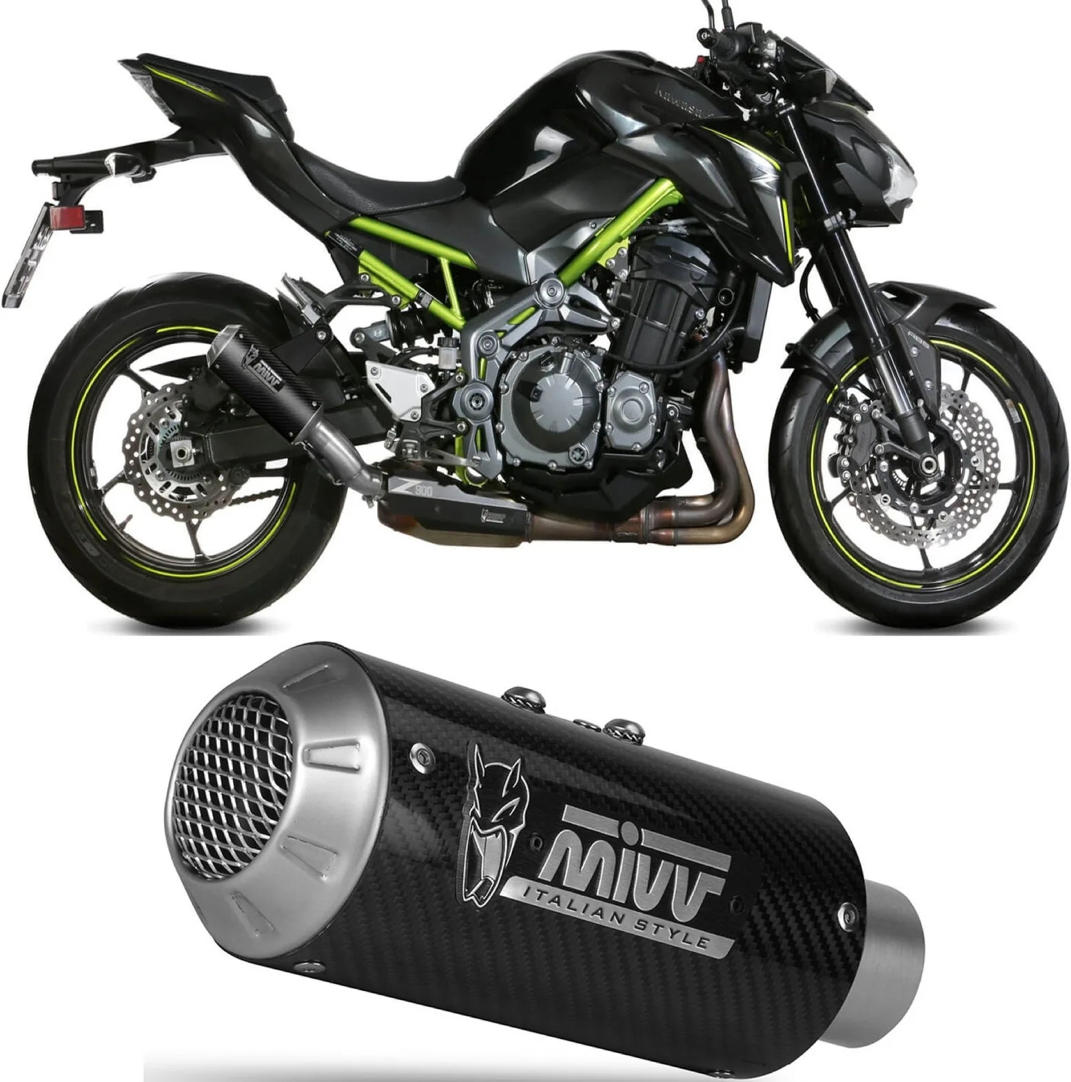Système D'Échappement Homologué Au Niveau Sonore Mk3 Carbon - Mivv Compatible Avec Kawasaki Z 900 A2 (2017-2024)