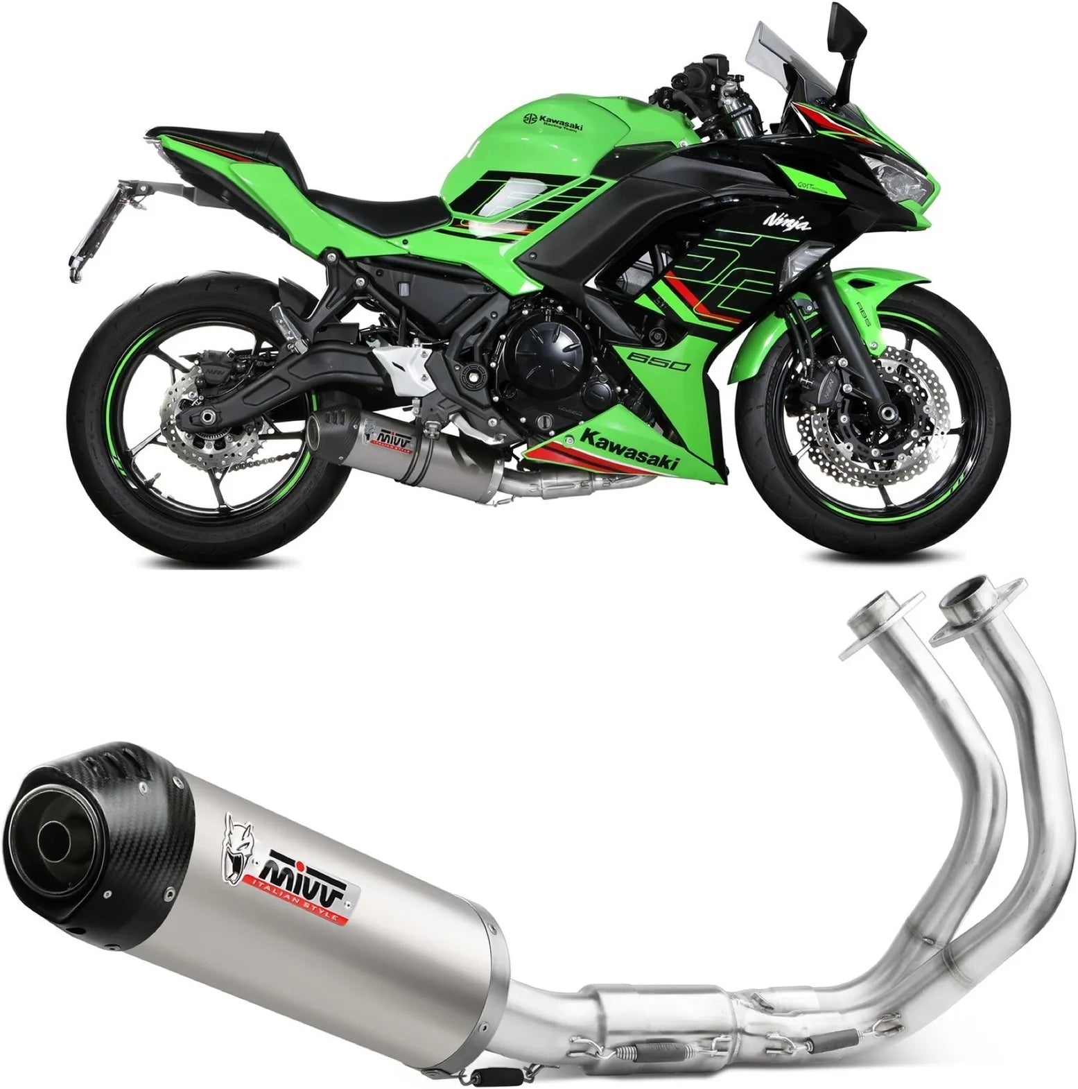 Système D'Échappement Complet Avec Catalyseur Et Homologation Acoustique Oval Titanium Carbon - Mivv Compatible Avec Kawasaki Ninja 650 (2024)