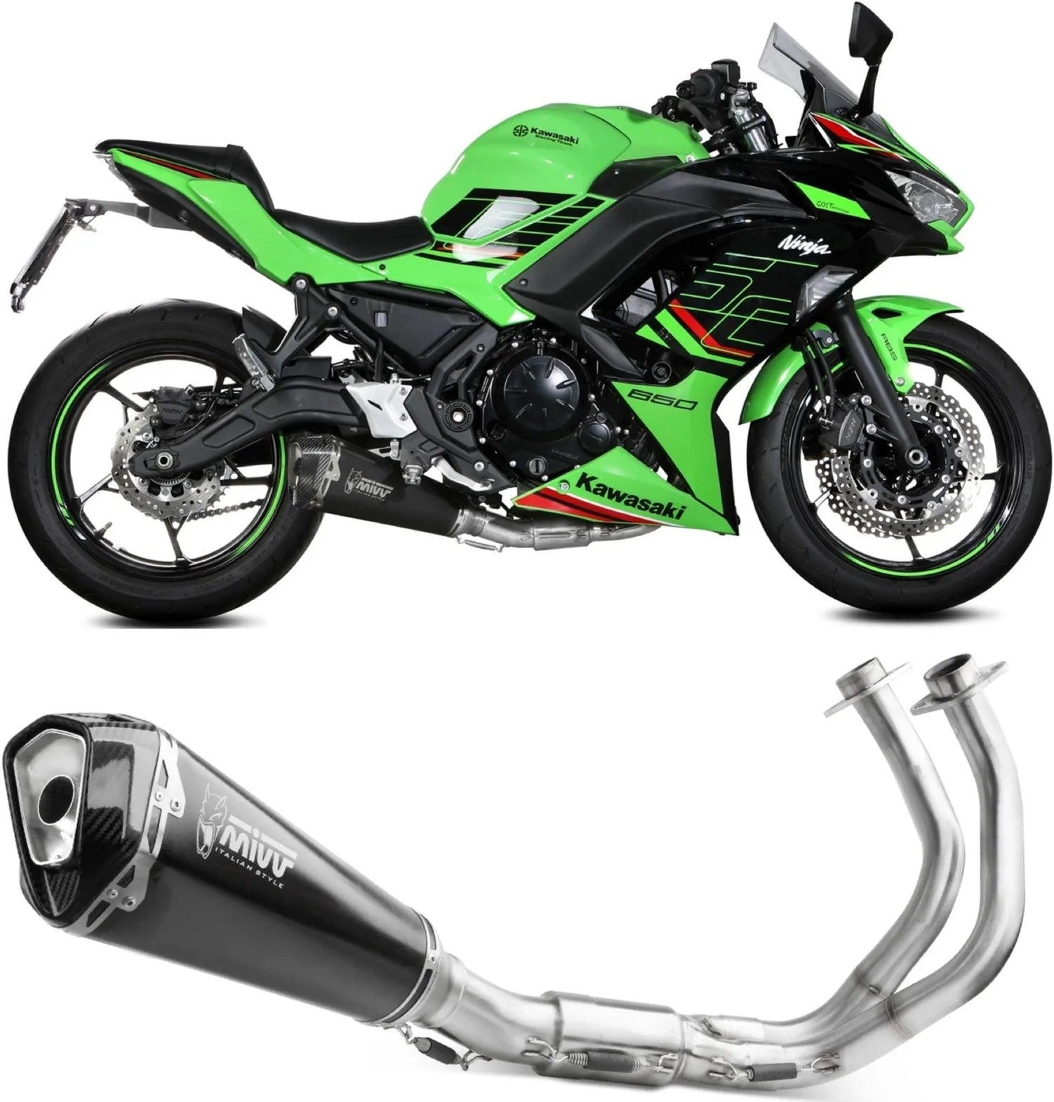 Système D'Échappement Complet Avec Catalyseur Et Homologation Acoustique Delta Race Acier Noir Carbon - Mivv Compatible Avec Kawasaki Ninja 650 (2024)