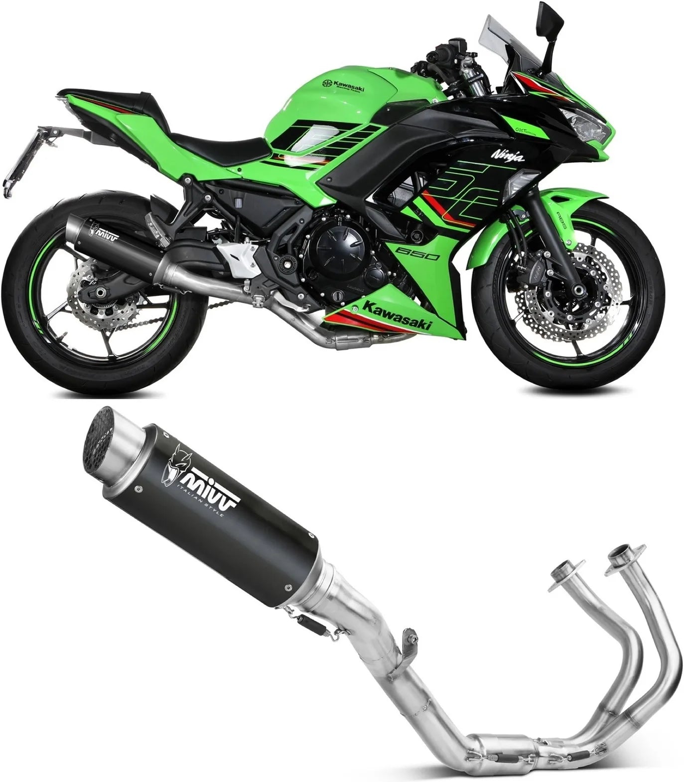 Système D'Échappement Complet Avec Catalyseur Et Homologation Acoustique Gppro Acier Noir - Mivv Compatible Avec Kawasaki Ninja 650 (2024)