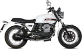 Double Sortie D'Échappement Avec Catalyseur Et Homologation Acoustique Ghibli Acier Noir - Mivv Compatible Avec Moto Guzzi V7 Classic (2008-2016)
