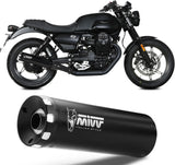 Double Sortie D'Échappement Non Catalysée Avec Homologation Acoustique Hr-1 Acier Noir - Mivv Compatible Avec Moto Guzzi V7 Stone (2021-2024)