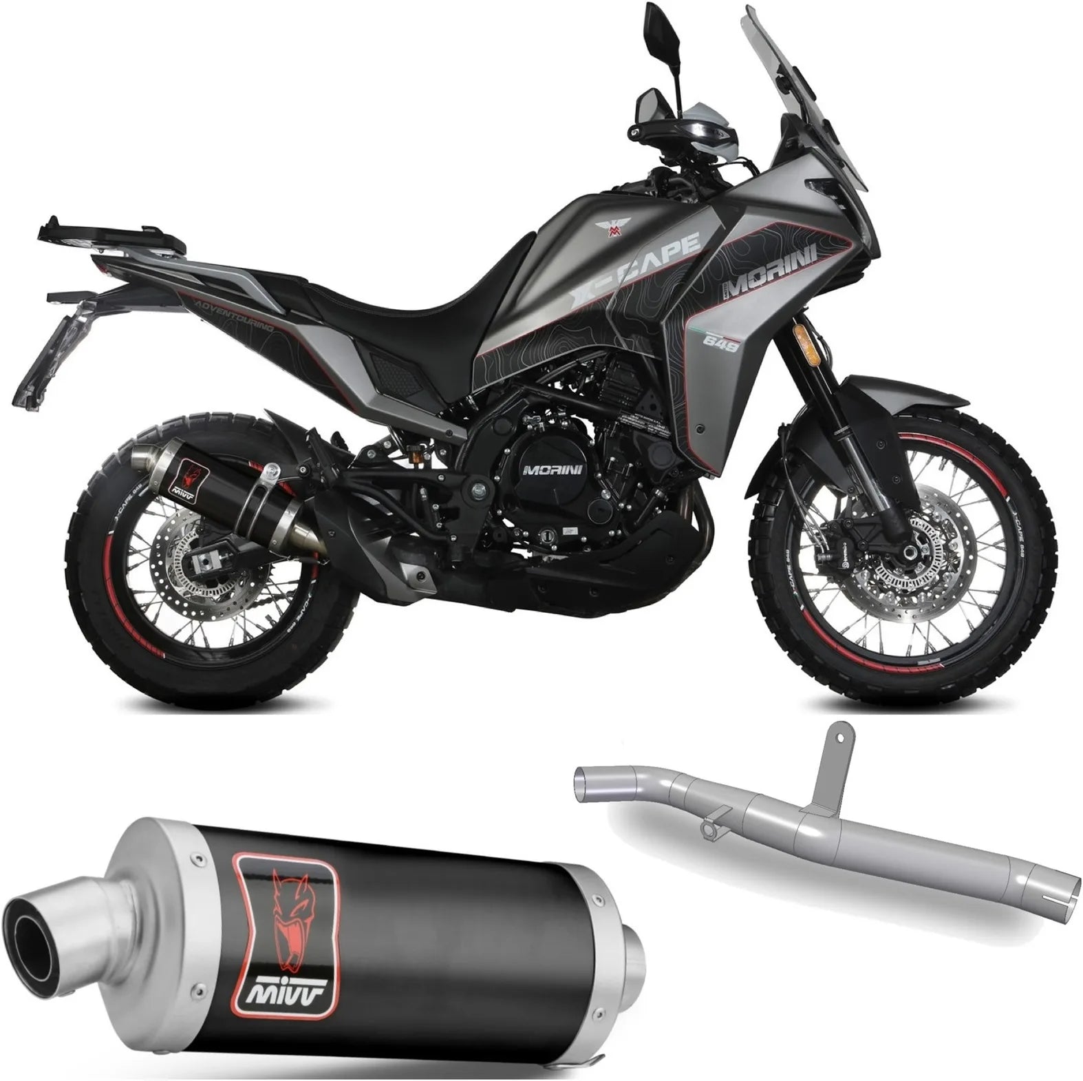 Système D'Échappement Non Catalysé Et Homologué Au Niveau Sonore Dakar Acier Noir - Mivv Compatible Avec Moto Morini X-Cape 649 (2021-2024)