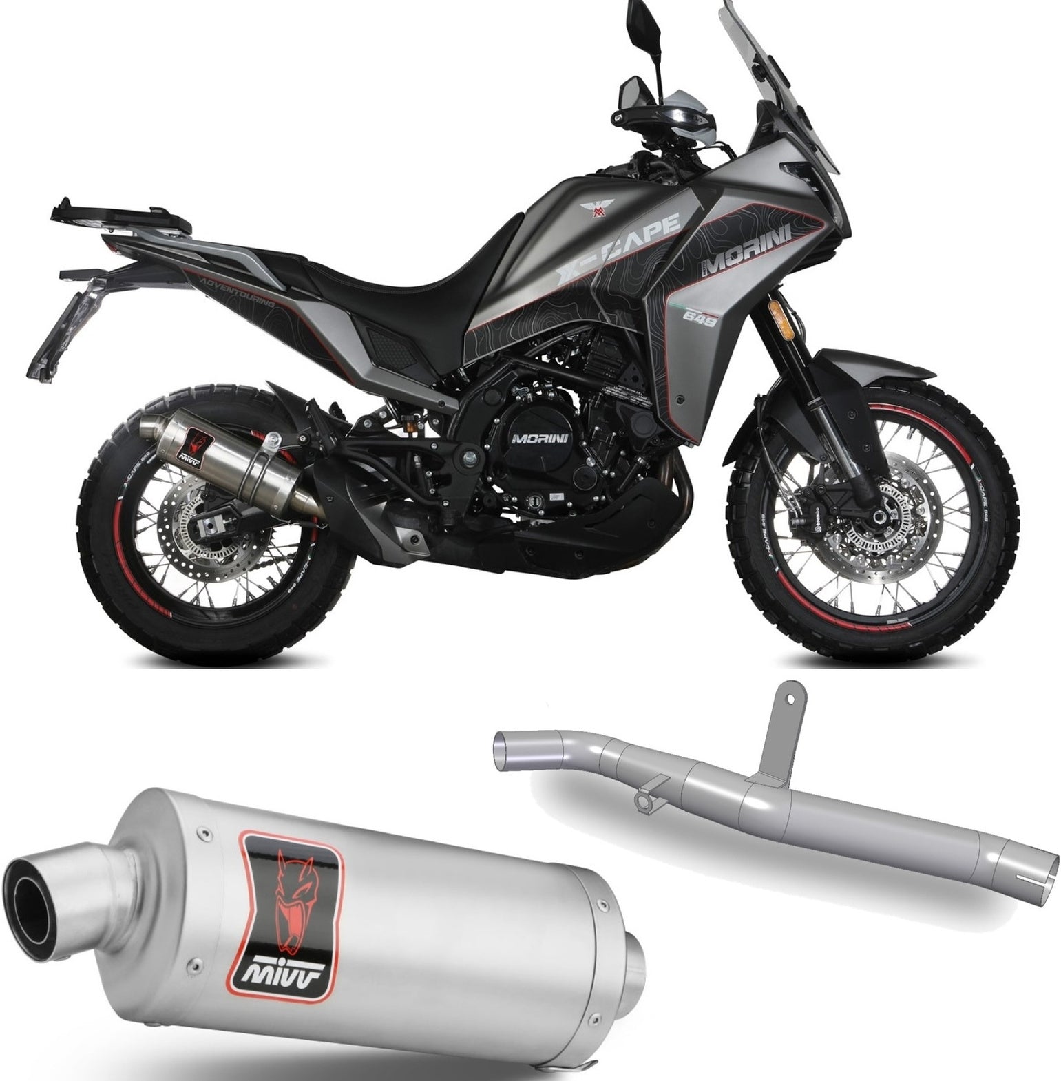 Non-Catalytic Exhaust Tip With Sound Certification Dakar Stainless Steel - Mivv Compatible With Moto Morini X-Cape 649 (2021-2024)