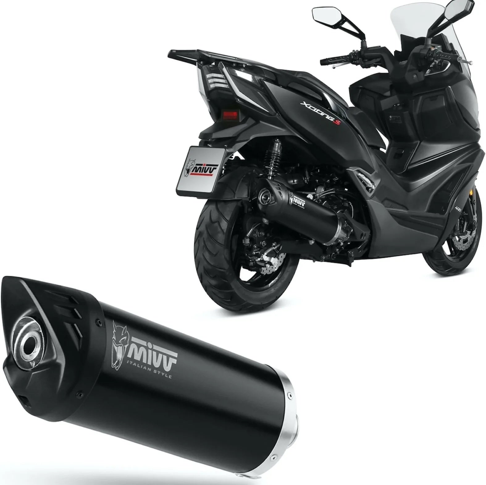 Système D'Échappement Catalytique Avec Homologation Acoustique Mover Acier Noir - Mivv Compatible Avec Kymco Xciting 400 I S (2019-2020)