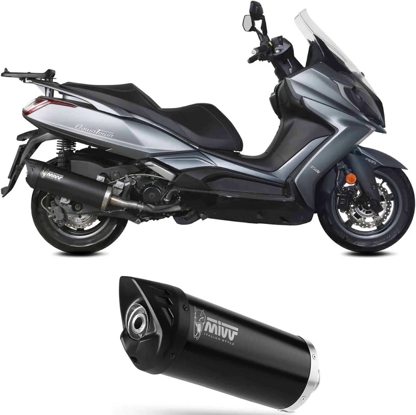 Système D'Échappement Catalytique Avec Homologation Acoustique Mover Acier Noir - Mivv Compatible Avec Kymco Downtown 350 (2016-2020)