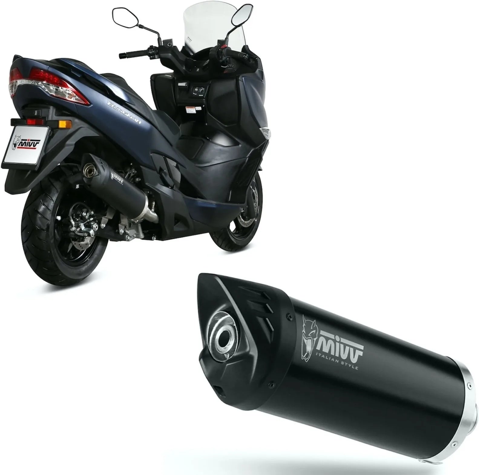 Système D'Échappement Catalytique Avec Homologation Acoustique Mover Acier Noir - Mivv Compatible Avec Suzuki An 400 Burgman (2017-2020)