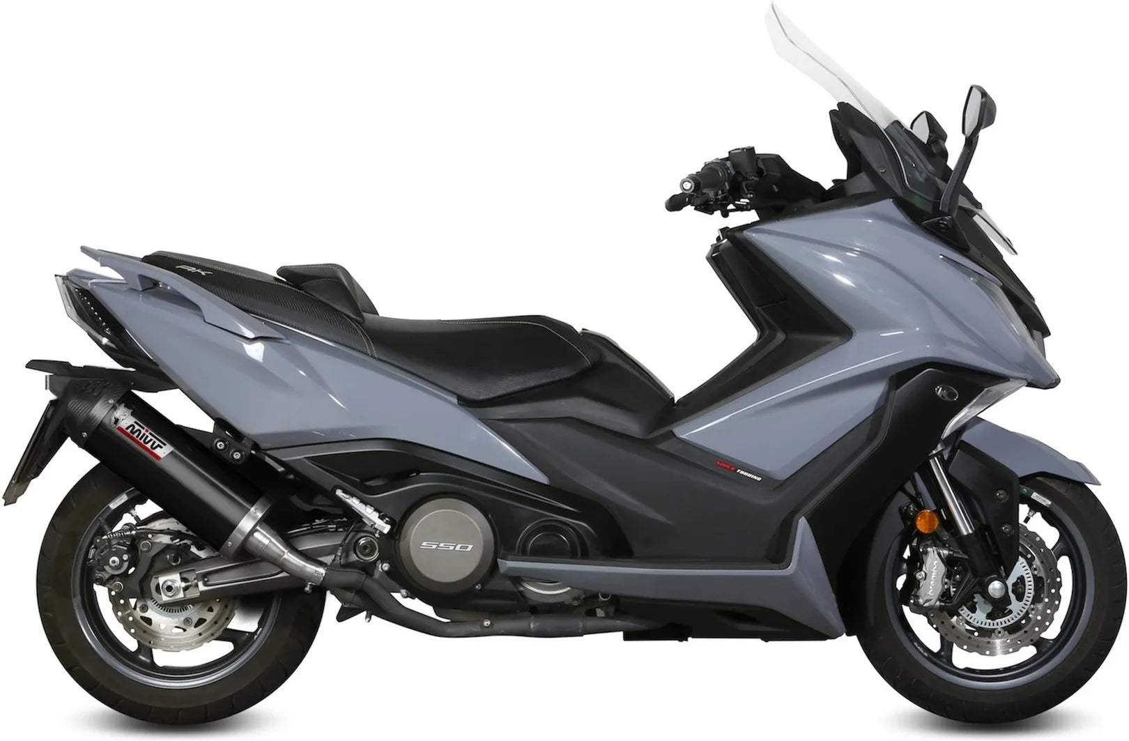 Système D'Échappement Catalytique Avec Homologation Acoustique Oval Acier Noir Carbon - Mivv Compatible Avec Kymco Ak 550 (2017-2020)