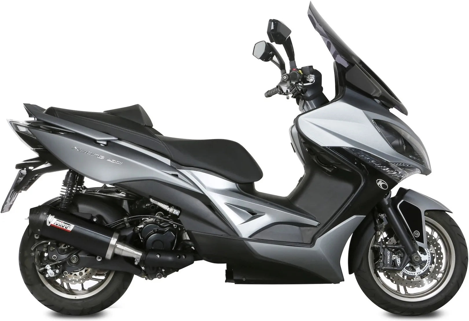 Système D'Échappement Catalytique Avec Homologation Acoustique Oval Acier Noir Carbon - Mivv Compatible Avec Kymco Xciting 400 (2013-2018)