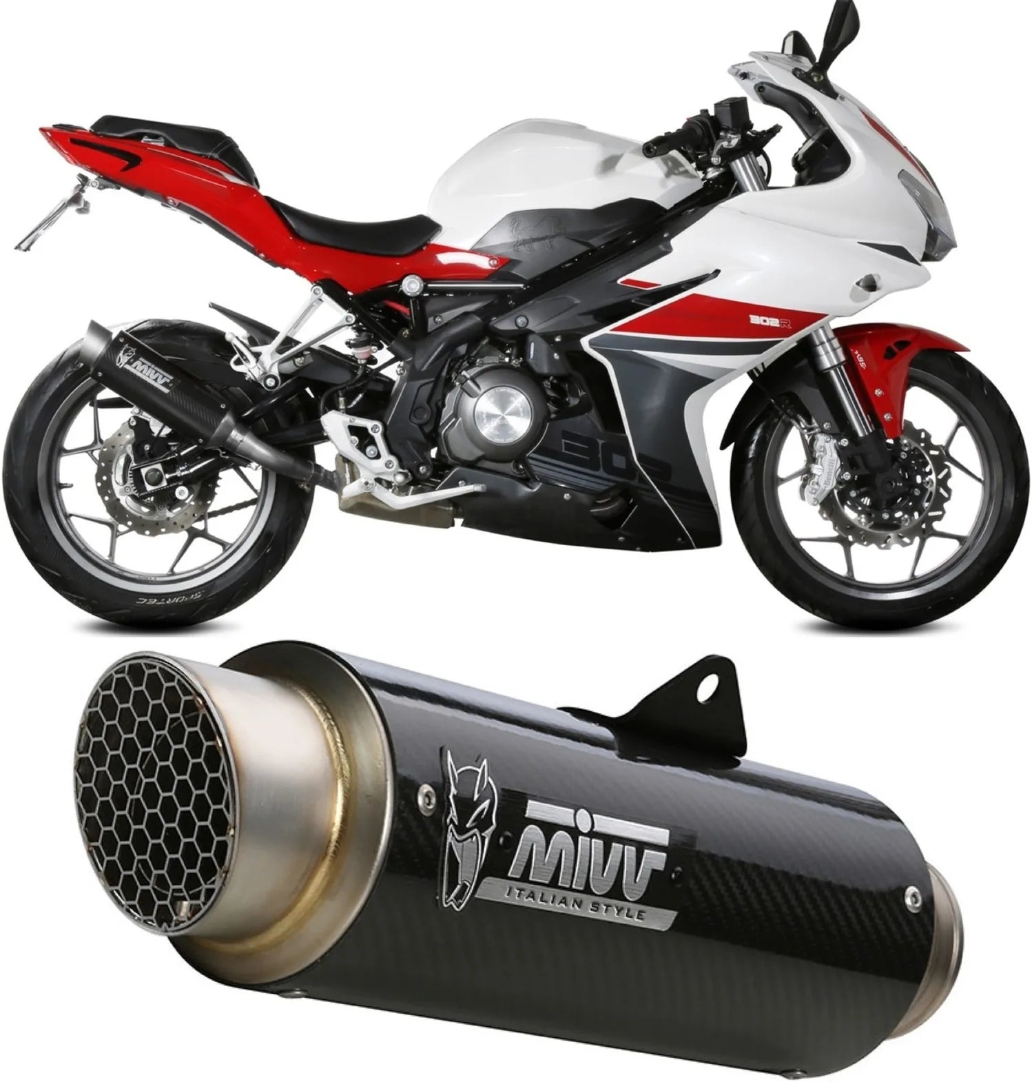 Système D'Échappement Homologué Au Niveau Sonore Gppro Carbon - Mivv Compatible Avec Benelli Bn 302 R (2017-2020)