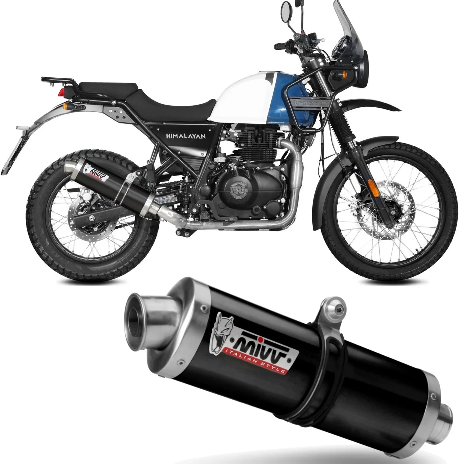 Système D'Échappement Catalytique Avec Homologation Acoustique Oval Acier Noir - Mivv Compatible Avec Royal Enfield Himalayan (2021-2023)