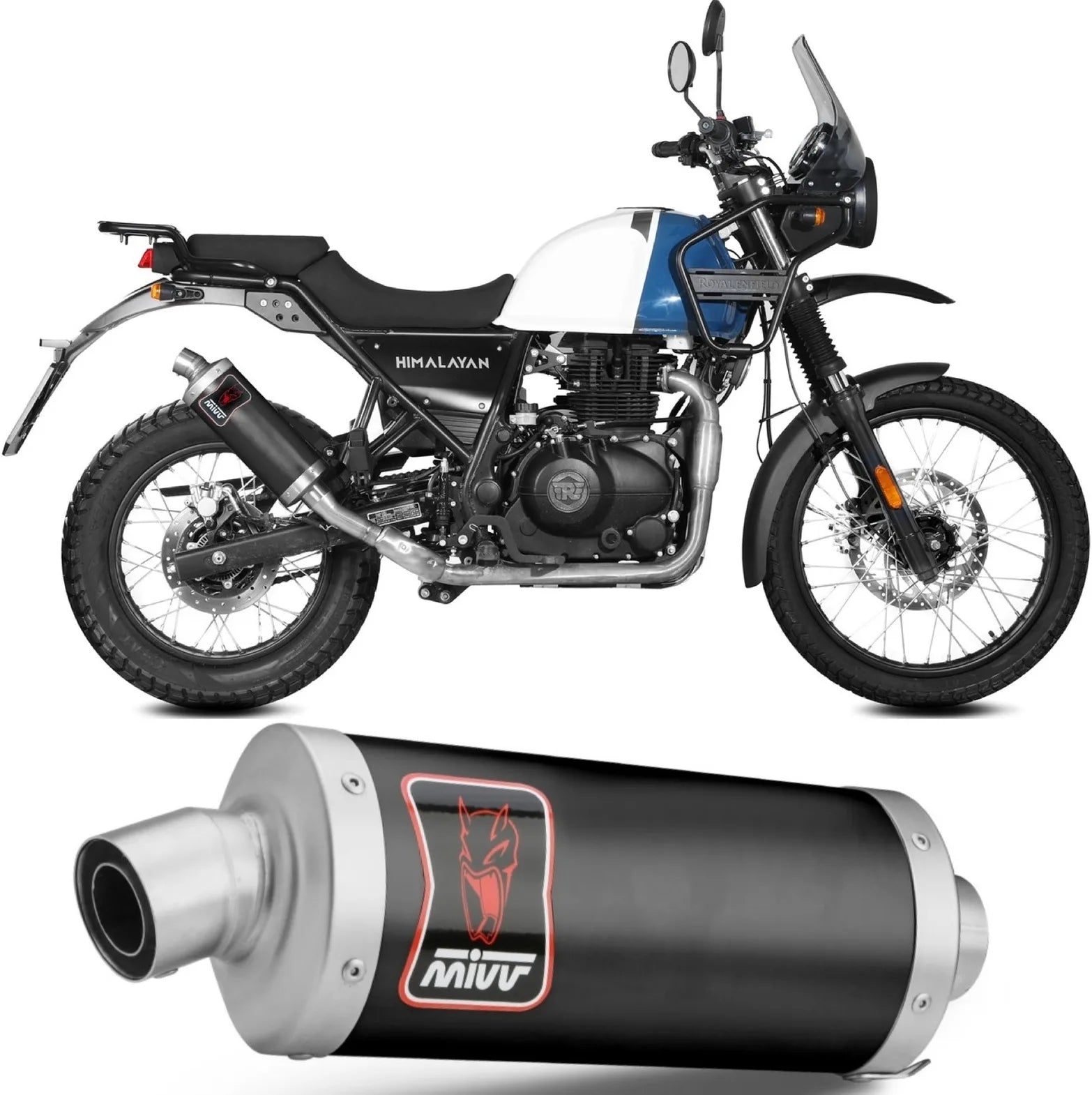 Système D'Échappement Catalytique Avec Homologation Acoustique Dakar Acier Noir - Mivv Compatible Avec Royal Enfield Himalayan (2021-2023)