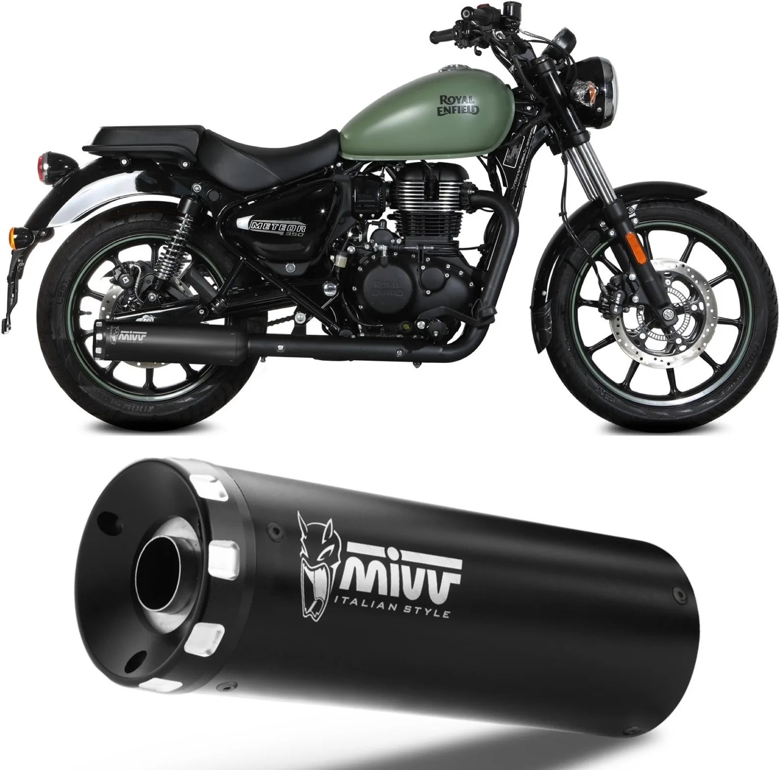 Système D'Échappement Homologué Au Niveau Sonore Hr-1 Acier Noir - Mivv Compatible Avec Royal Enfield Meteor 350 (2021-2024)