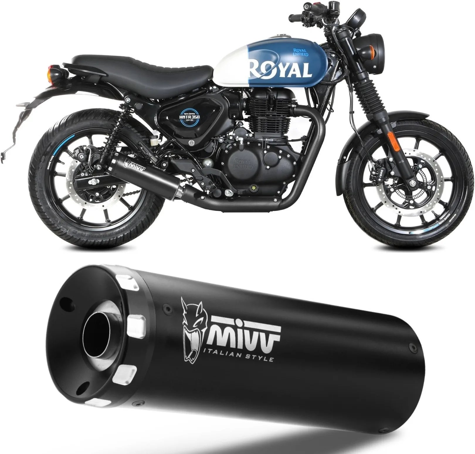 Système D'Échappement Homologué Au Niveau Sonore Hr-1 Acier Noir - Mivv Compatible Avec Royal Enfield Hntr 350 (2022-2024)