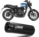 Système D'Échappement Homologué Au Niveau Sonore Hr-1 Acier Noir Carbon - Mivv Compatible Avec Royal Enfield Hntr 350 (2022-2024)