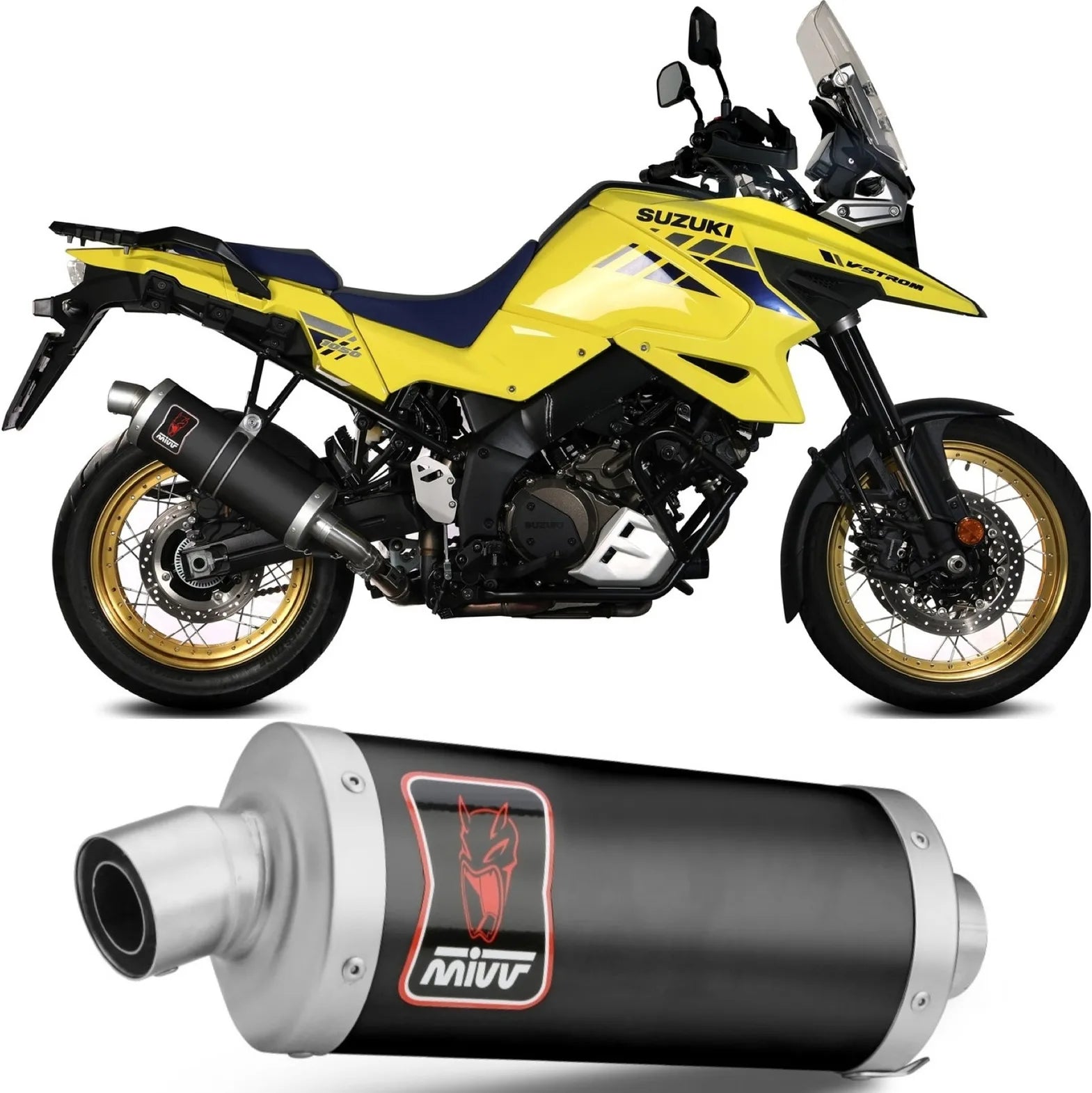 Système D'Échappement Homologué Au Niveau Sonore Dakar Acier Noir - Mivv Compatible Avec Suzuki V-Strom 1050 (2020-2024)