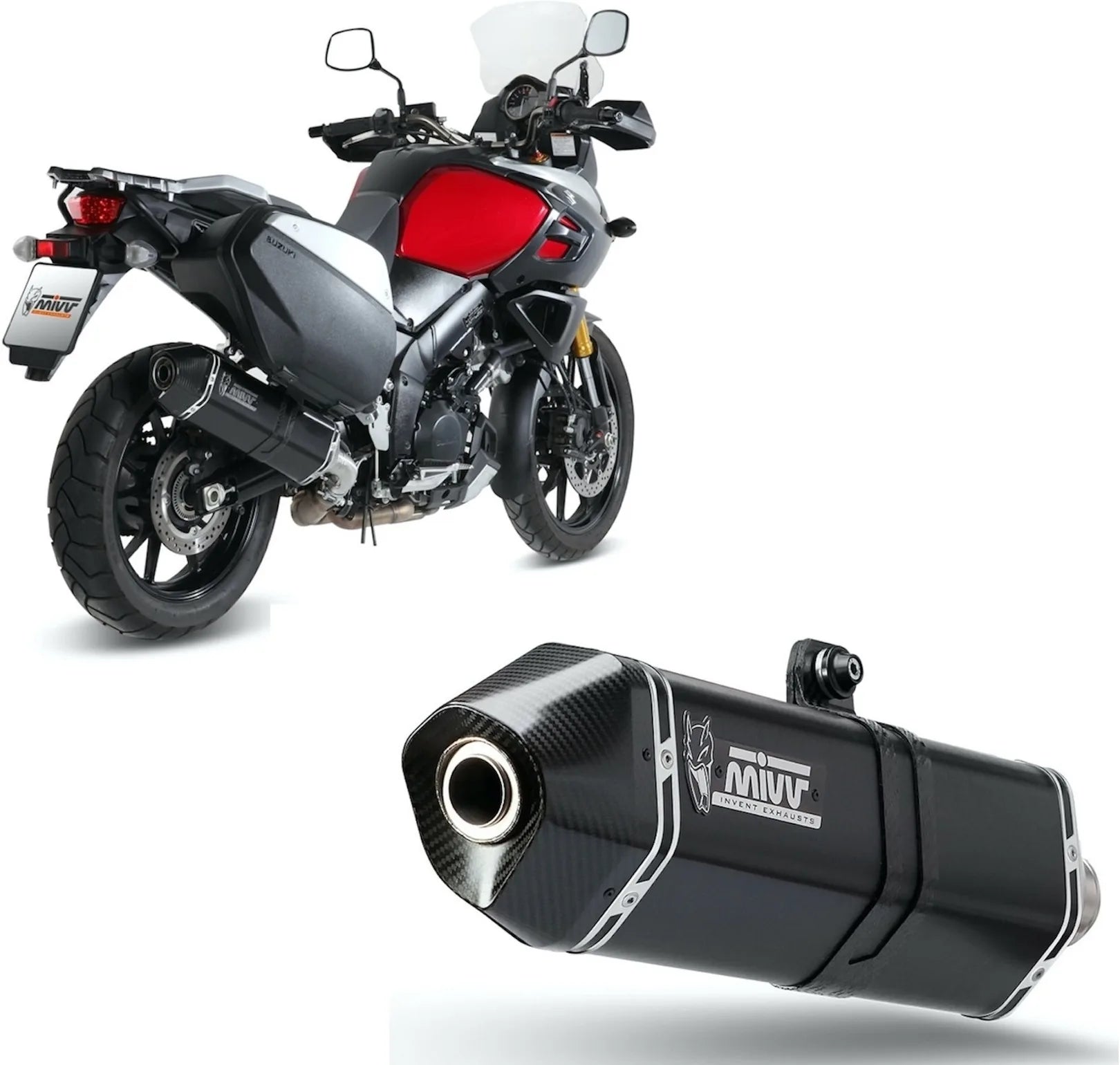 Système D'Échappement Homologué Au Niveau Sonore Speed Edge Acier Noir Carbon - Mivv Compatible Avec Suzuki Dl 1050 V-Strom - Xt (2020-2024)
