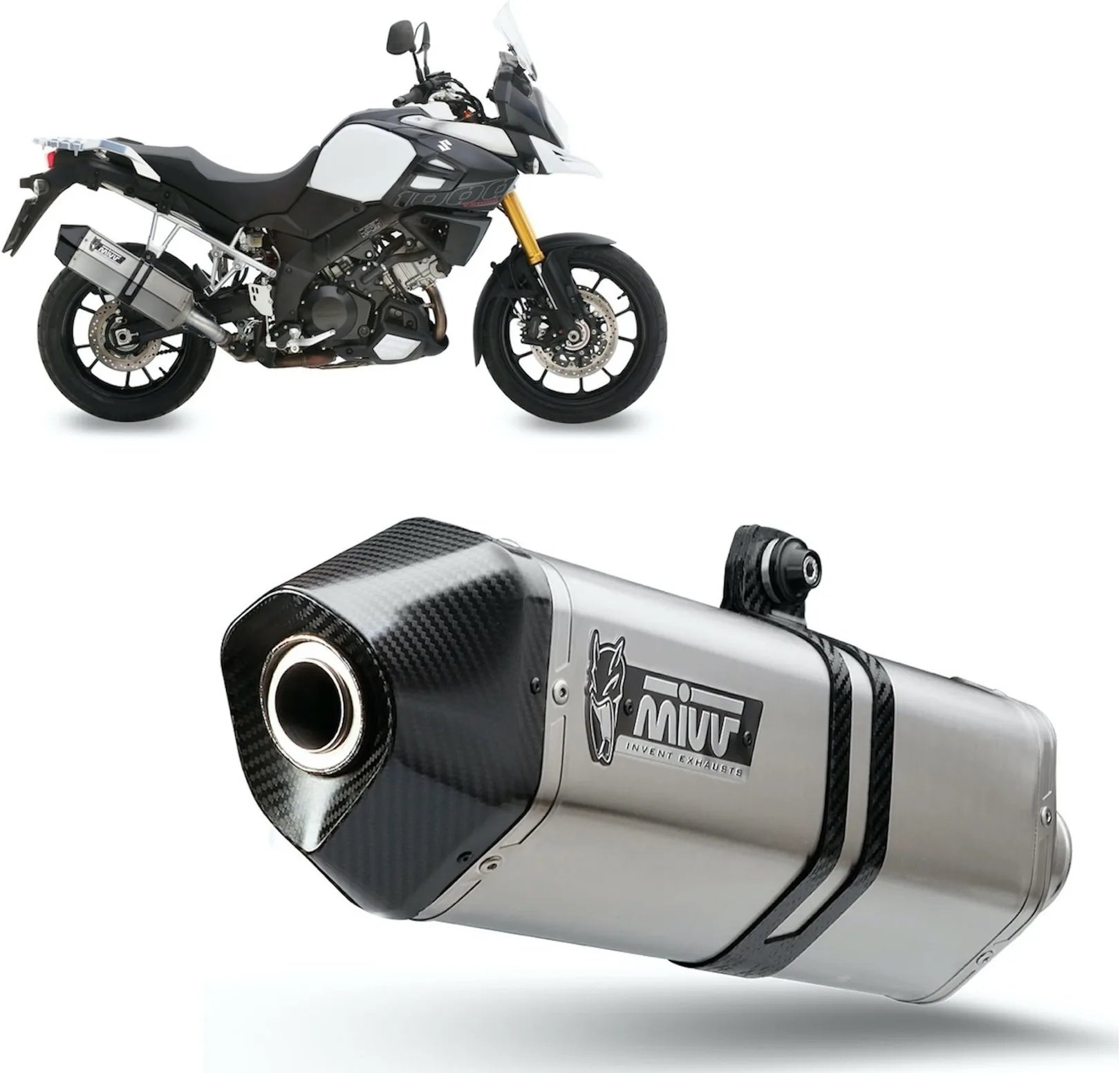 Système D'Échappement Homologué Au Niveau Sonore Speed Edge Acier Carbon - Mivv Compatible Avec Suzuki Dl 1000 V-Strom (2014-2020)