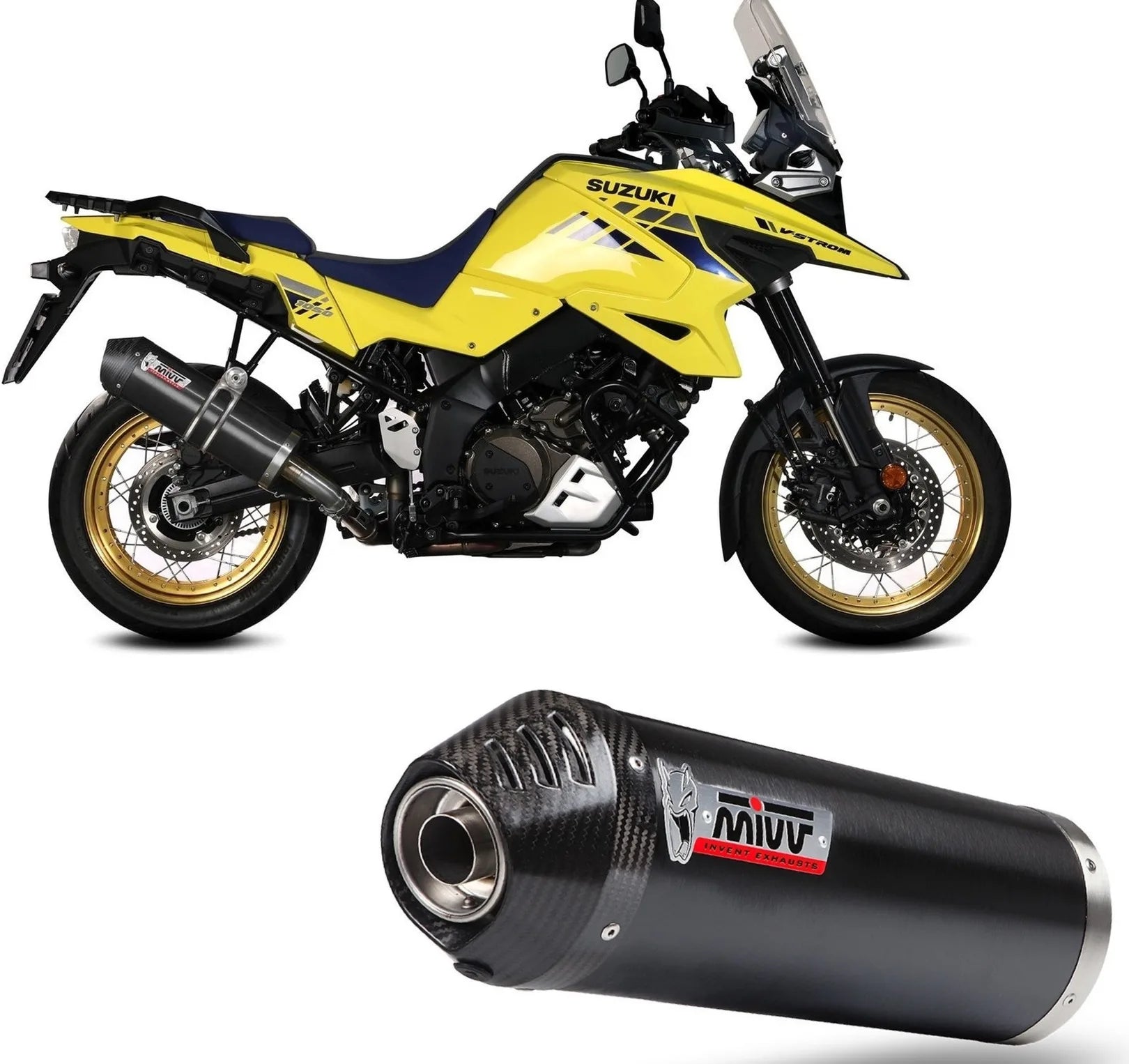 Système D'Échappement Homologué Au Niveau Sonore Oval Acier Noir Carbon - Mivv Compatible Avec Suzuki V-Strom 1000 (2014-2020)
