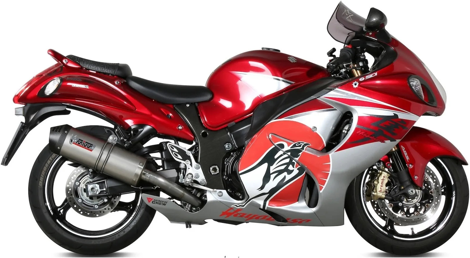 Double Sortie D'Échappement Homologuée Au Niveau Sonore Oval Titanium Carbon - Mivv Compatible Avec Suzuki Gsx-R 1300 Hayabusa (2008-2017)