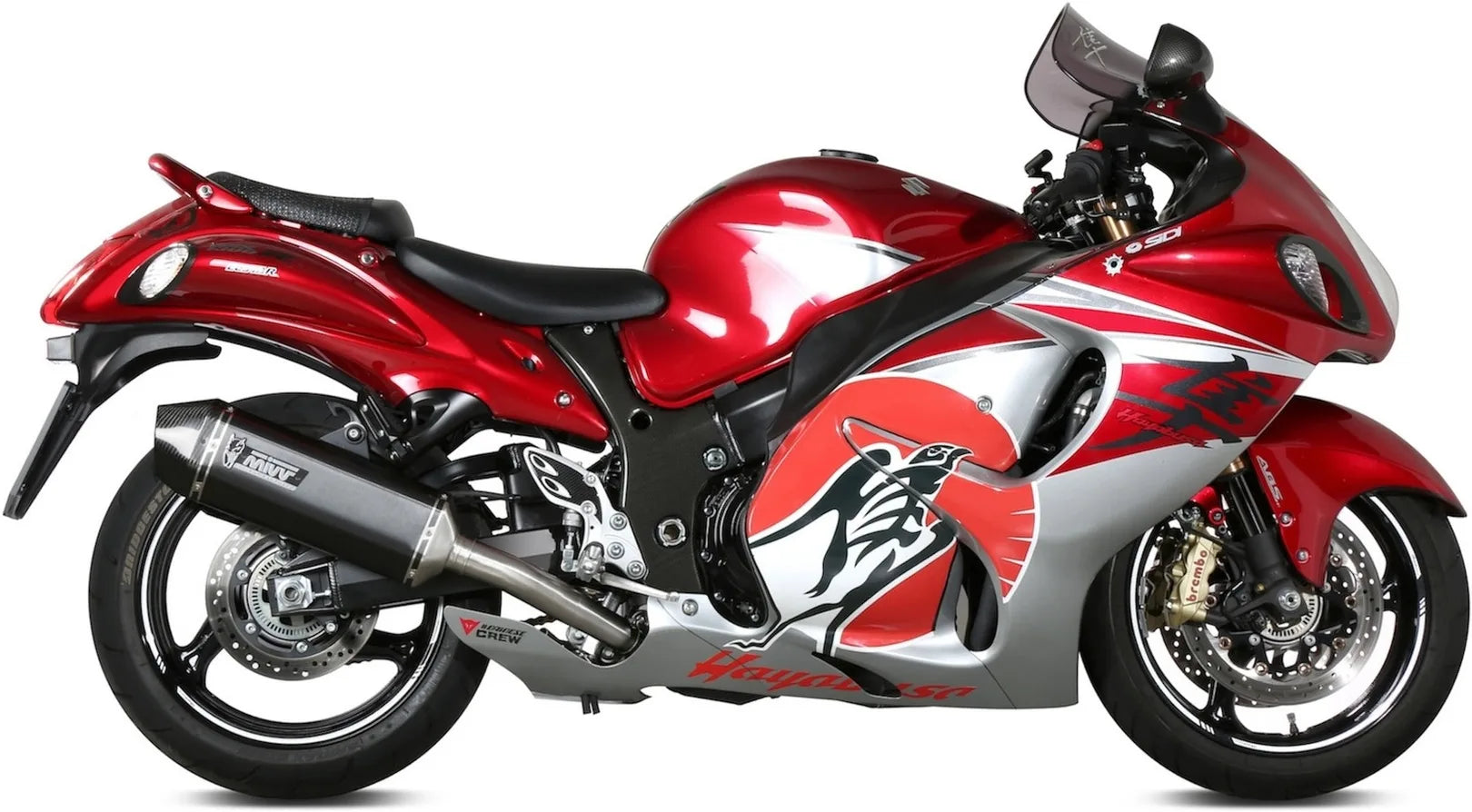 Double Sortie D'Échappement Homologuée Au Niveau Sonore Speed Edge Acier Noir Carbon - Mivv Compatible Avec Suzuki Gsx-R 1300 Hayabusa (2008-2017)