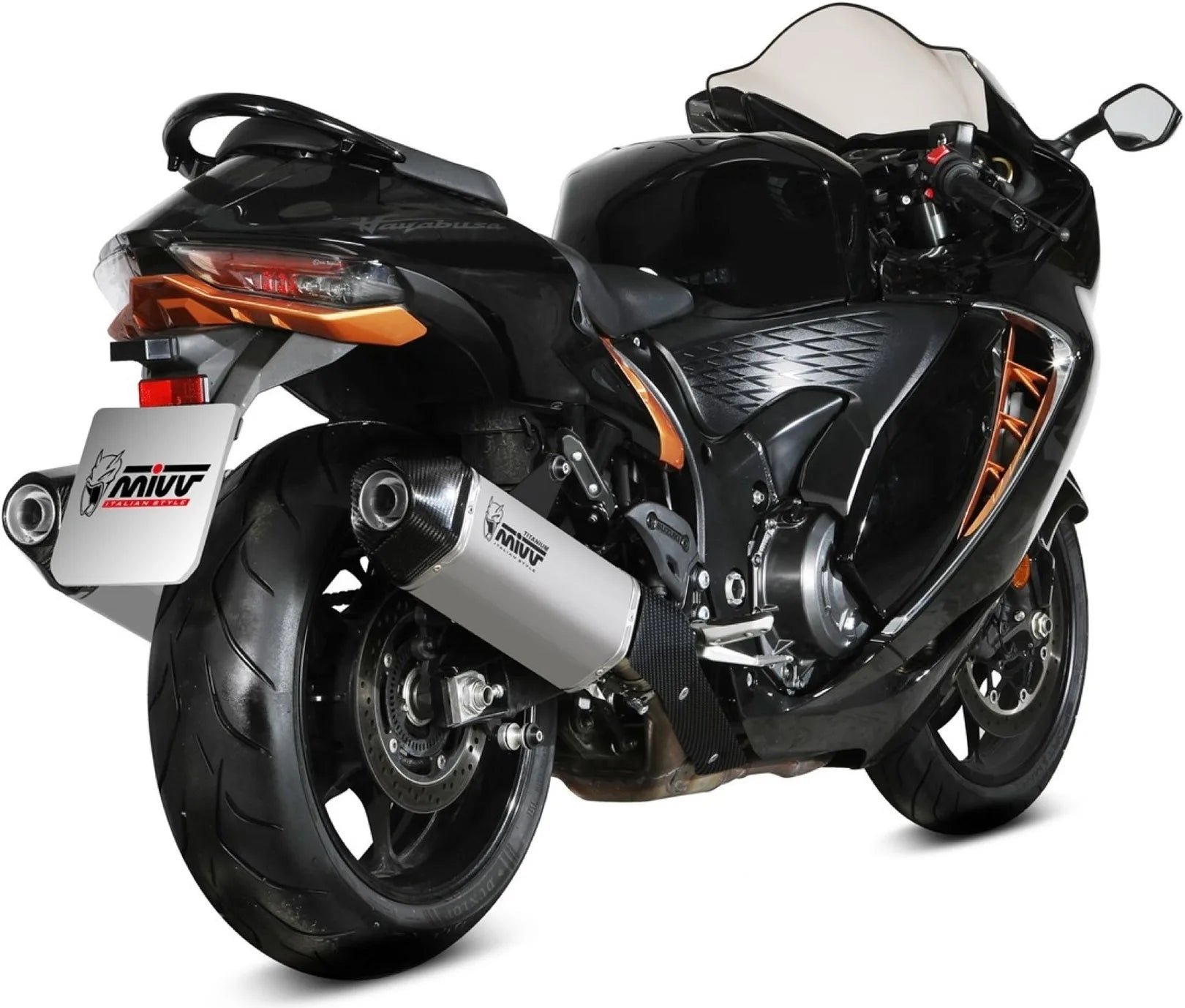 Double Sortie D'Échappement Homologuée Au Niveau Sonore Speed Edge Titanium Noir Carbon - Mivv Compatible Avec Suzuki Gsx-R 1300 Hayabusa (2021-2024)
