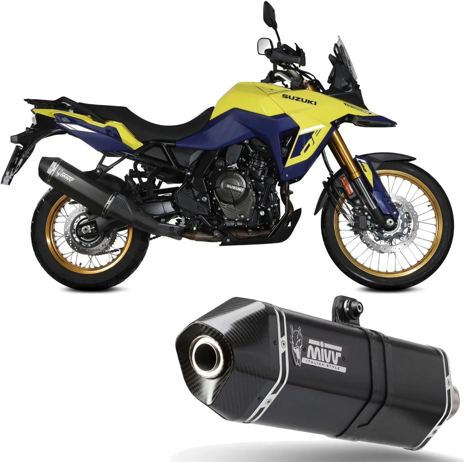 Système D'Échappement Homologué Au Niveau Sonore Speed Edge Acier Noir Carbon - Mivv Compatible Avec Suzuki V-Strom 800 De (2023-2024)