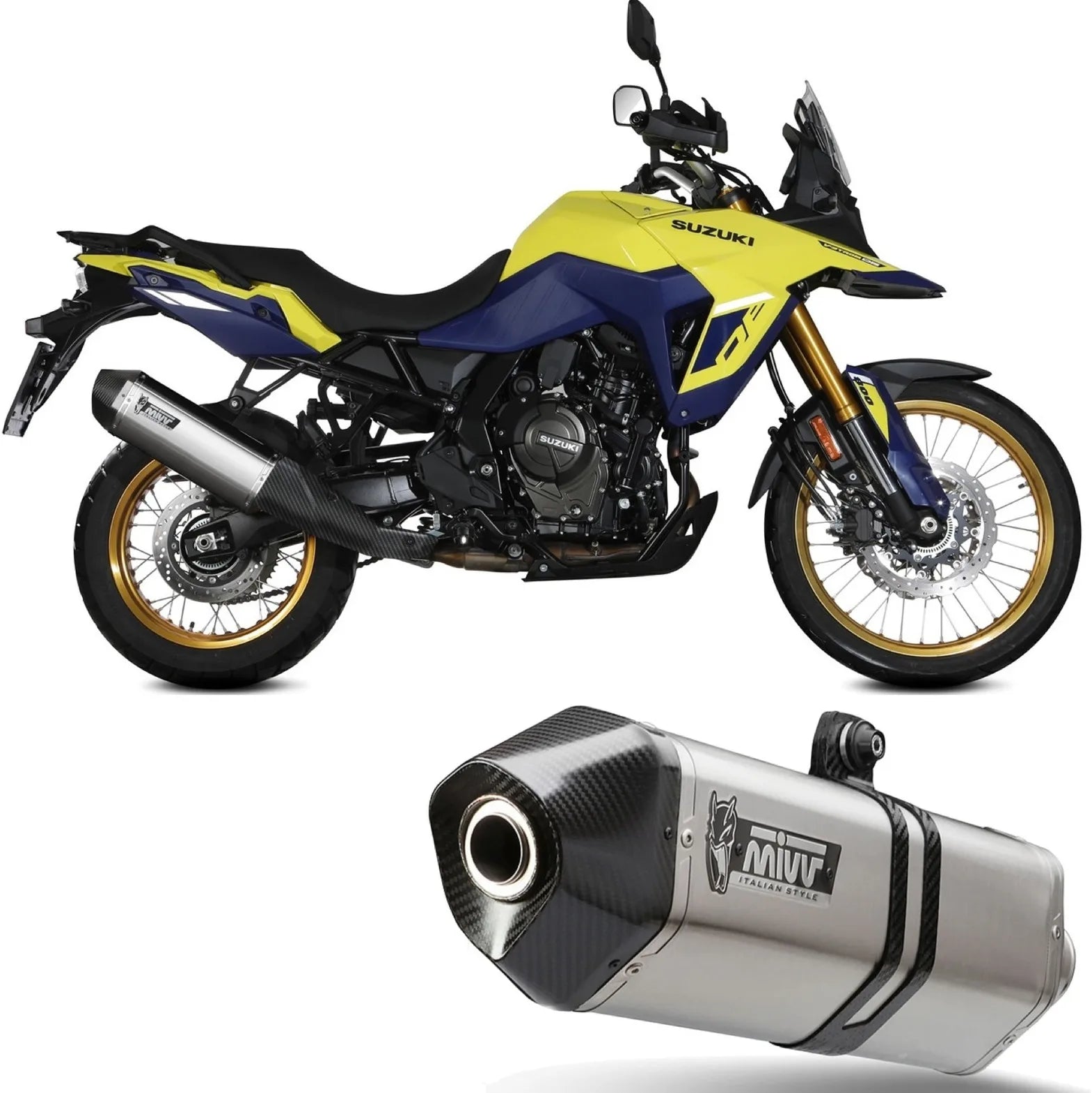 Système D'Échappement Homologué Au Niveau Sonore Speed Edge Acier Carbon - Mivv Compatible Avec Suzuki V-Strom 800 Se (2023-2024)
