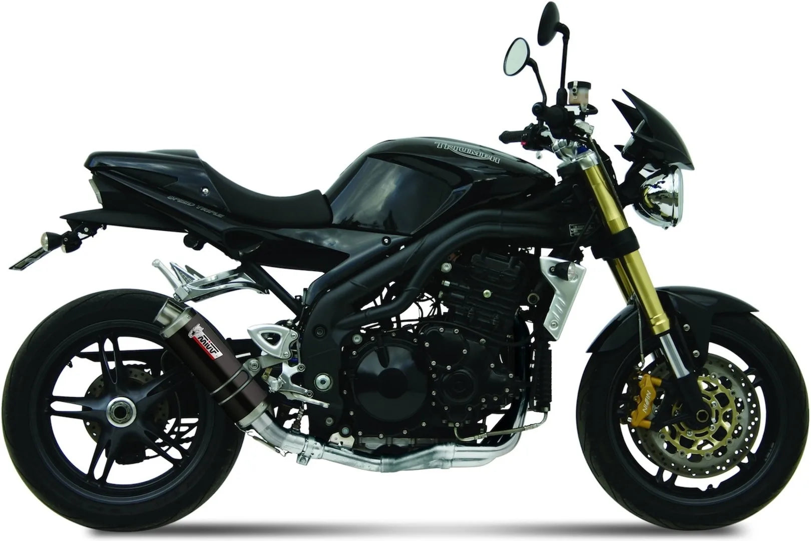 Système D'Échappement Catalytique Avec Homologation Acoustique Gp Acier Noir - Mivv Compatible Avec Triumph Speed Triple (2005-2006)