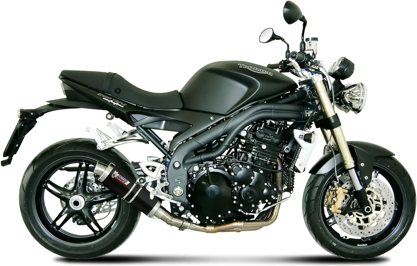 Système D'Échappement Catalytique Avec Homologation Acoustique Gp Acier Noir - Mivv Compatible Avec Triumph Speed Triple (2007-2010)