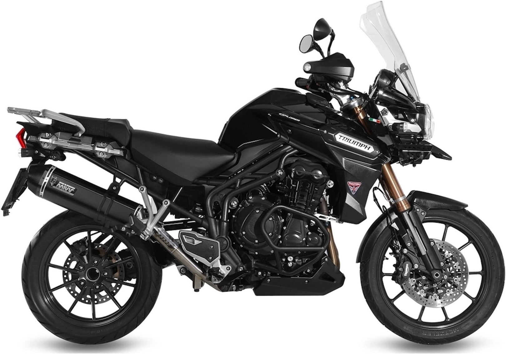 Non-Catalytic Exhaust Tip With Sound Certification Speed Edge Steel Black Carbon - Mivv Compatible With Triumph Tiger 1200 Explorer (2012-2015)