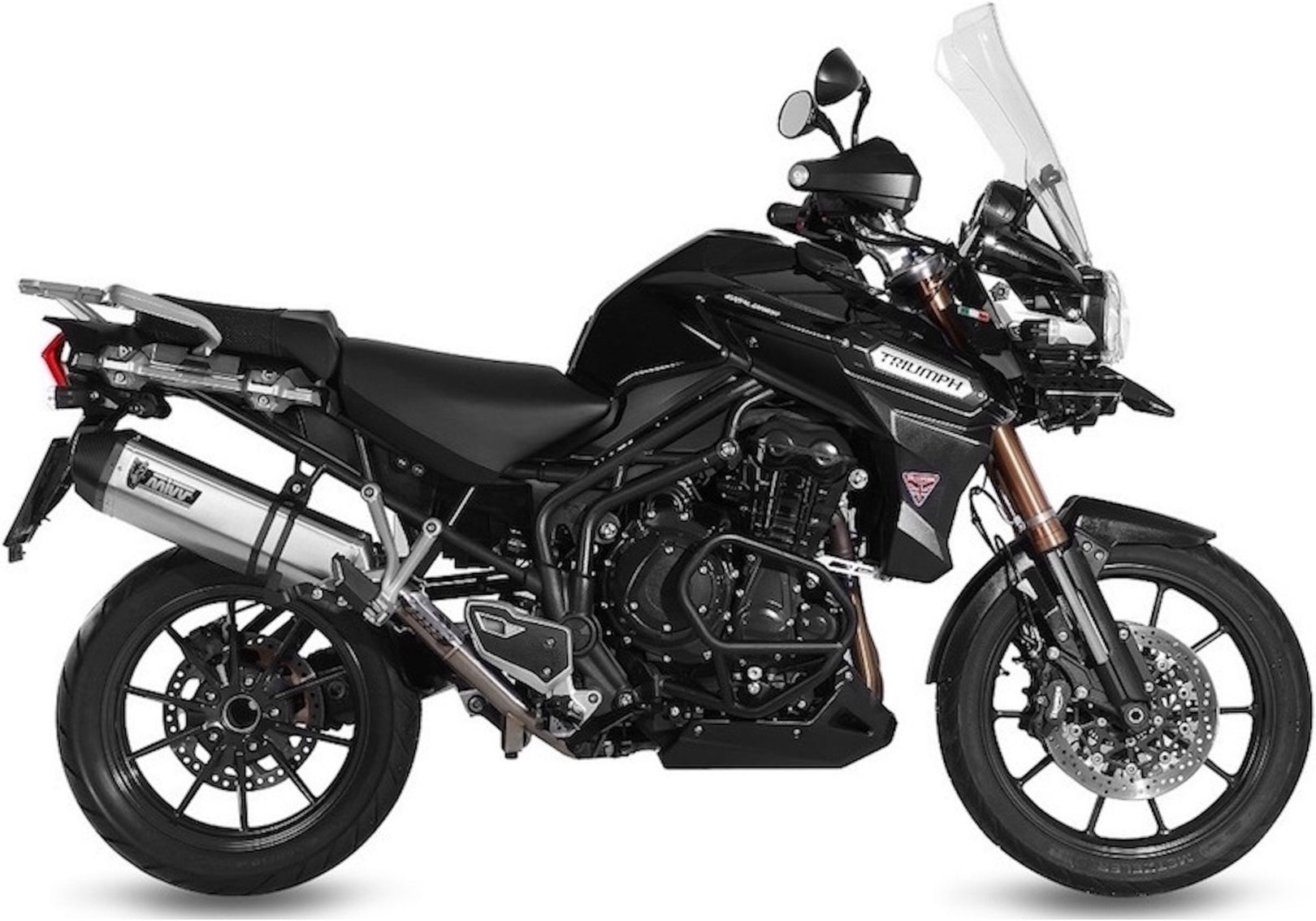 Non-Catalytic Exhaust Tip With Sound Certification Speed Edge Stainless Steel Carbon - Mivv Compatible With Triumph Tiger 1200 Explorer (2012-2015)