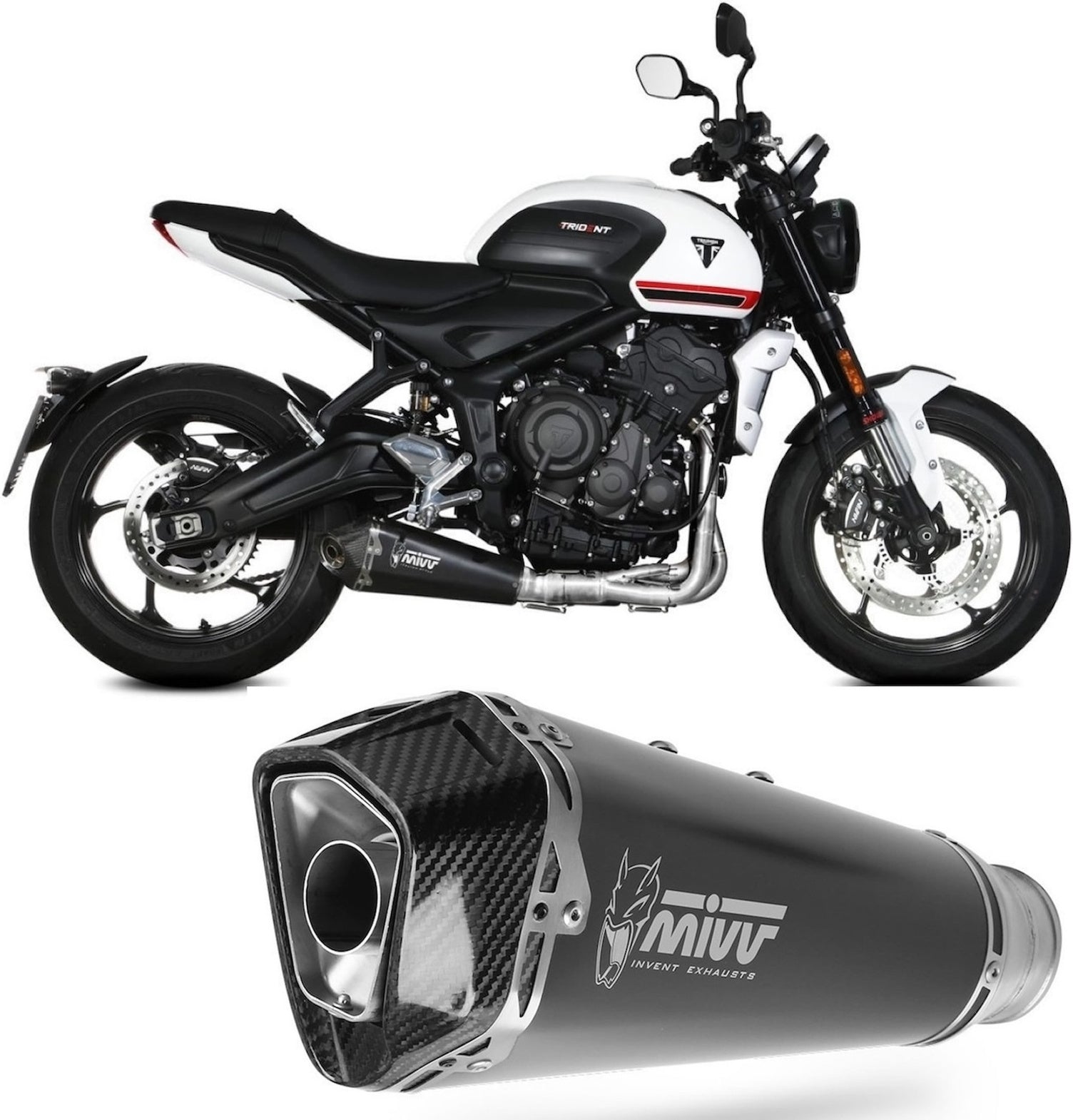Complete Catalytic Exhaust System With Sound Certification Delta Race Steel Black Carbon - Mivv Compatible With Triumph Trident 660 (2021-2024)