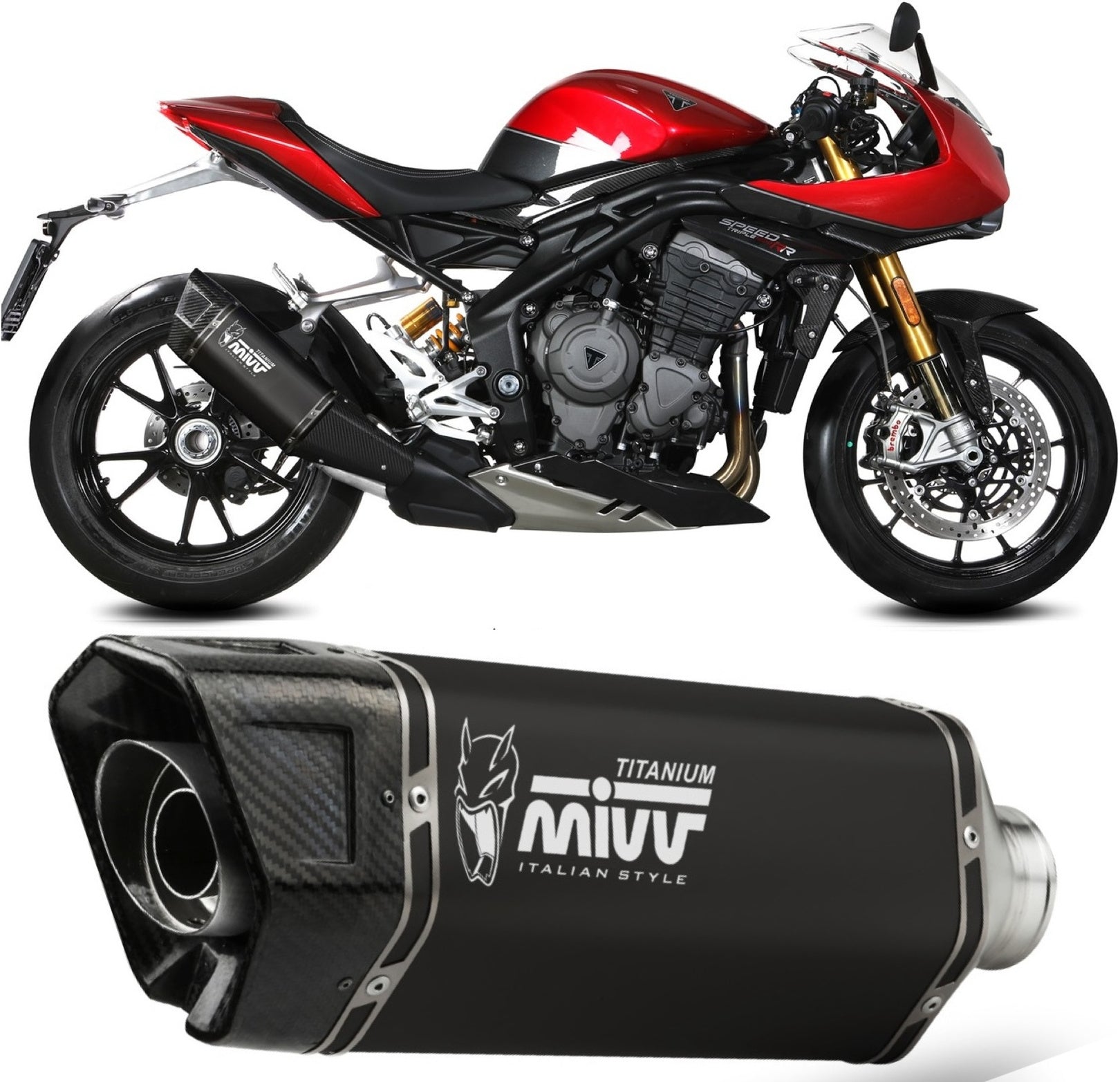 Exhaust Tip With Noise Certification Sr-1 Titanium Black - Mivv Compatible With Triumph Speed Triple 1200 Rr - Rs (2021-2024)