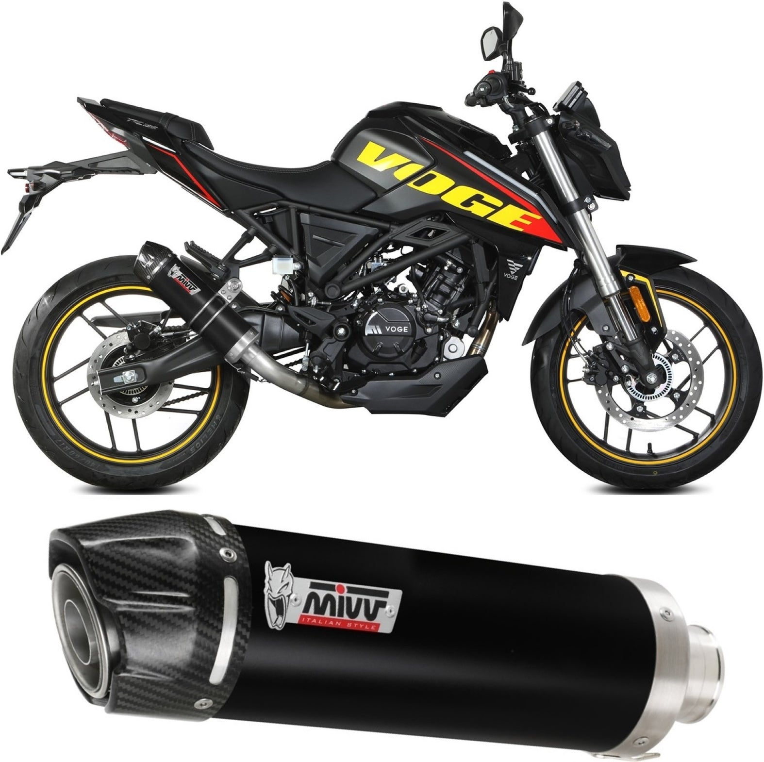 Complete Catalytic Exhaust System With Sound Certification Gp Steel Black Carbon - Mivv Compatible With Voge Brivido 125R (2023-2024)