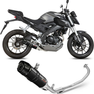 Système D'Échappement Complet Avec Catalyseur Et Homologation Acoustique Gp Acier Noir Carbon - Mivv Compatible Avec Yamaha Mt-125 (2015-2019)