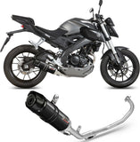Système D'Échappement Complet Avec Catalyseur Et Homologation Acoustique Gp Acier Noir Carbon - Mivv Compatible Avec Yamaha Mt-125 (2015-2019)