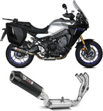 Système D'Échappement Complet Avec Catalyseur Et Homologation Acoustique Oval Carbon Carbon - Mivv Compatible Avec Yamaha Tracer 9 - Gt (2021-2023)