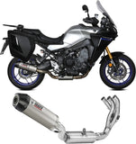 Système D'Échappement Complet Avec Catalyseur Et Homologation Acoustique Oval Titanium Carbon - Mivv Compatible Avec Yamaha Tracer 9 - Gt (2021-2023)